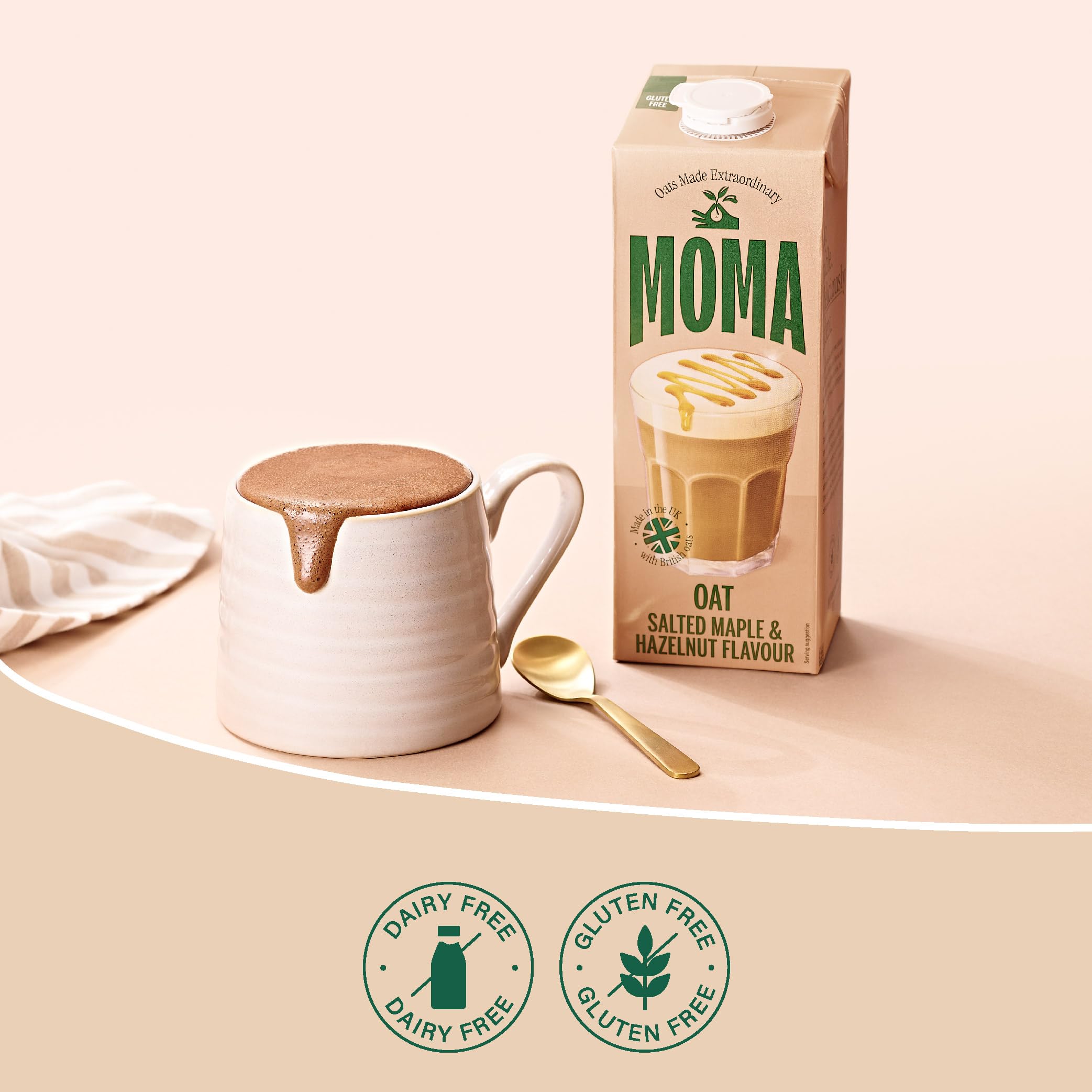 MOMA Salted Maple & Hazelnut Barista Oat Drink - 1L - Plant-Based, Foamable, Not From Concentrate
