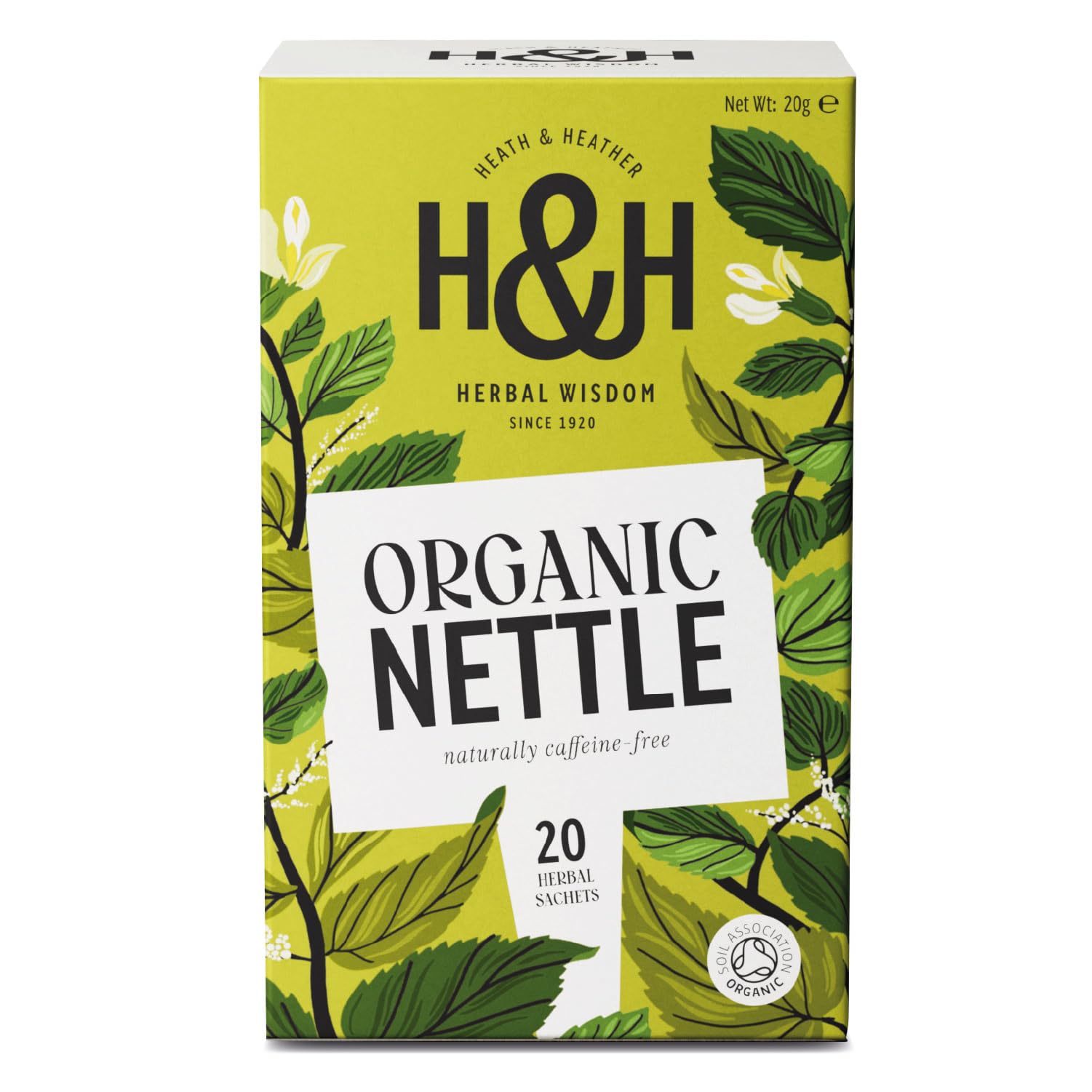 Heath & Heather Organic Nettle Tea - 20 Count Teabags | Detox & Immunity Support | Caffeine-Free