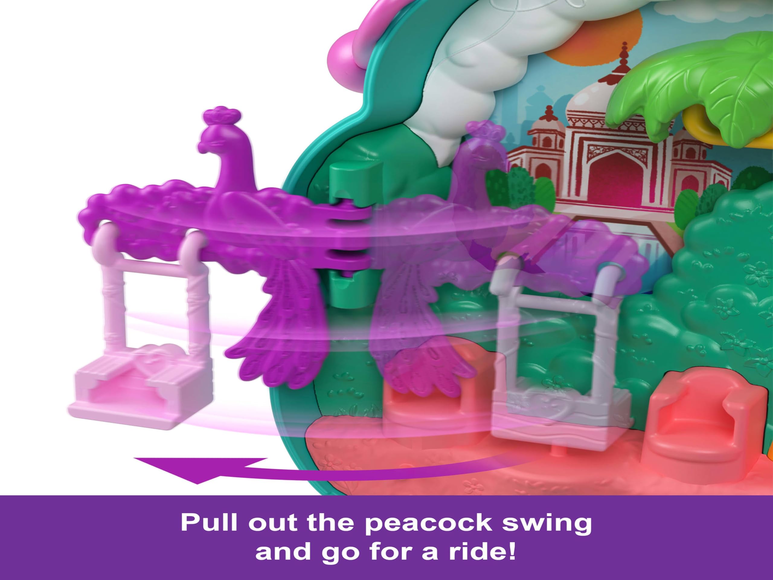 Polly Pocket Peacock Garden Compact Playset - 2 Micro Dolls with Pets & 14-Piece Travel Toy for Ages 4+ 2