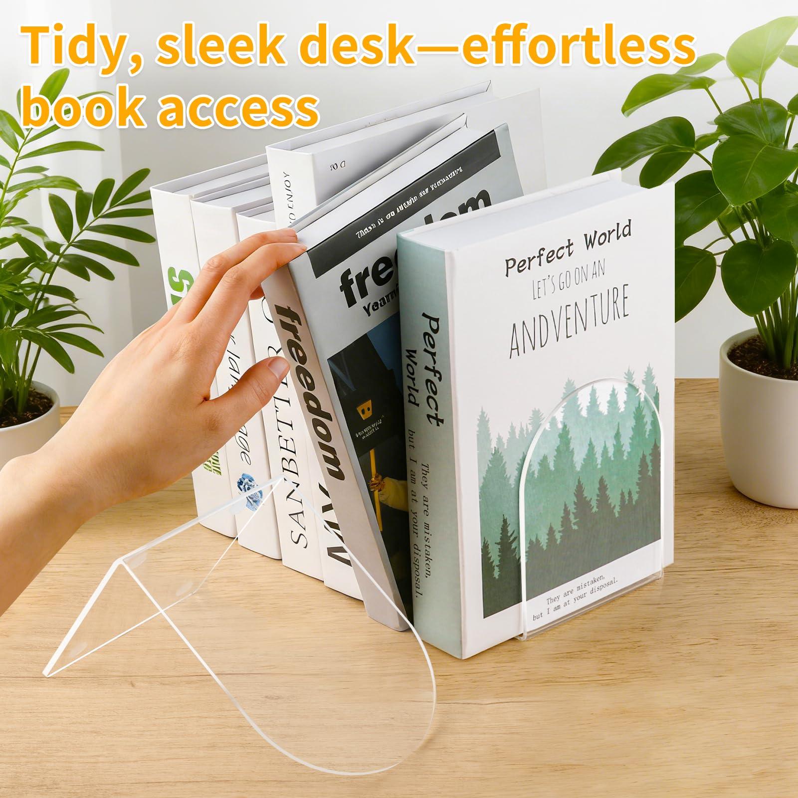 MOXYOY 4 Pcs Acrylic Bookends - Clear L-Shape Support with Anti-Slip Pads | 100x100x130mm 5