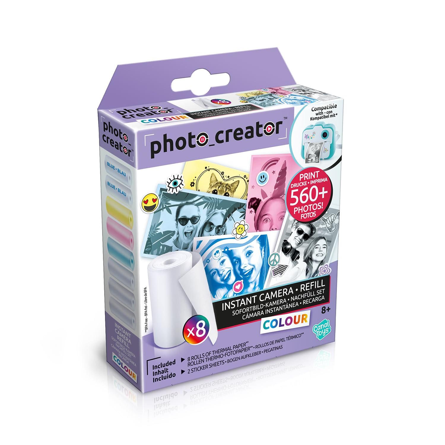 Canal Toys Photo Creator Instant Print Camera Refill Pack | 8 Thermal Rolls & 2 Sticker Sheets 2