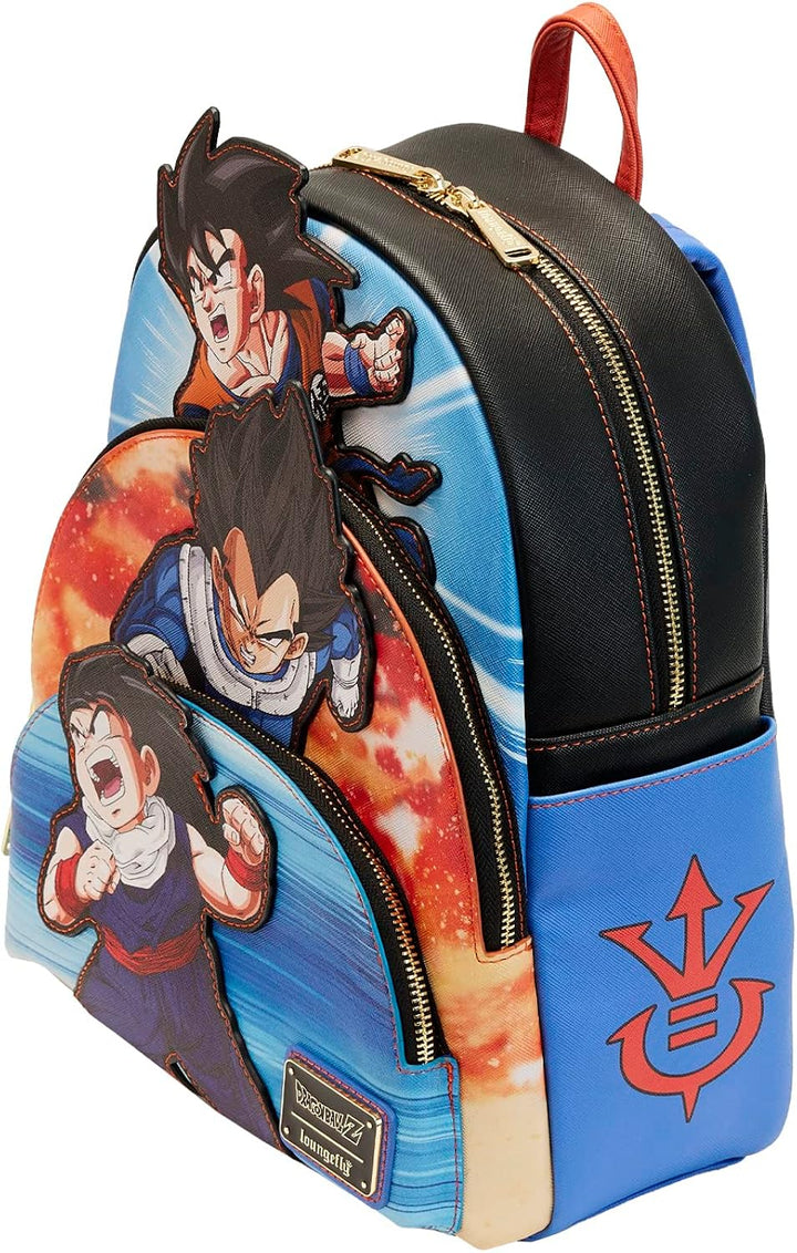 Loungefly Dragon Ball Z Triple Pocket Backpack Official Black Medium Backpack (DBZ-123)