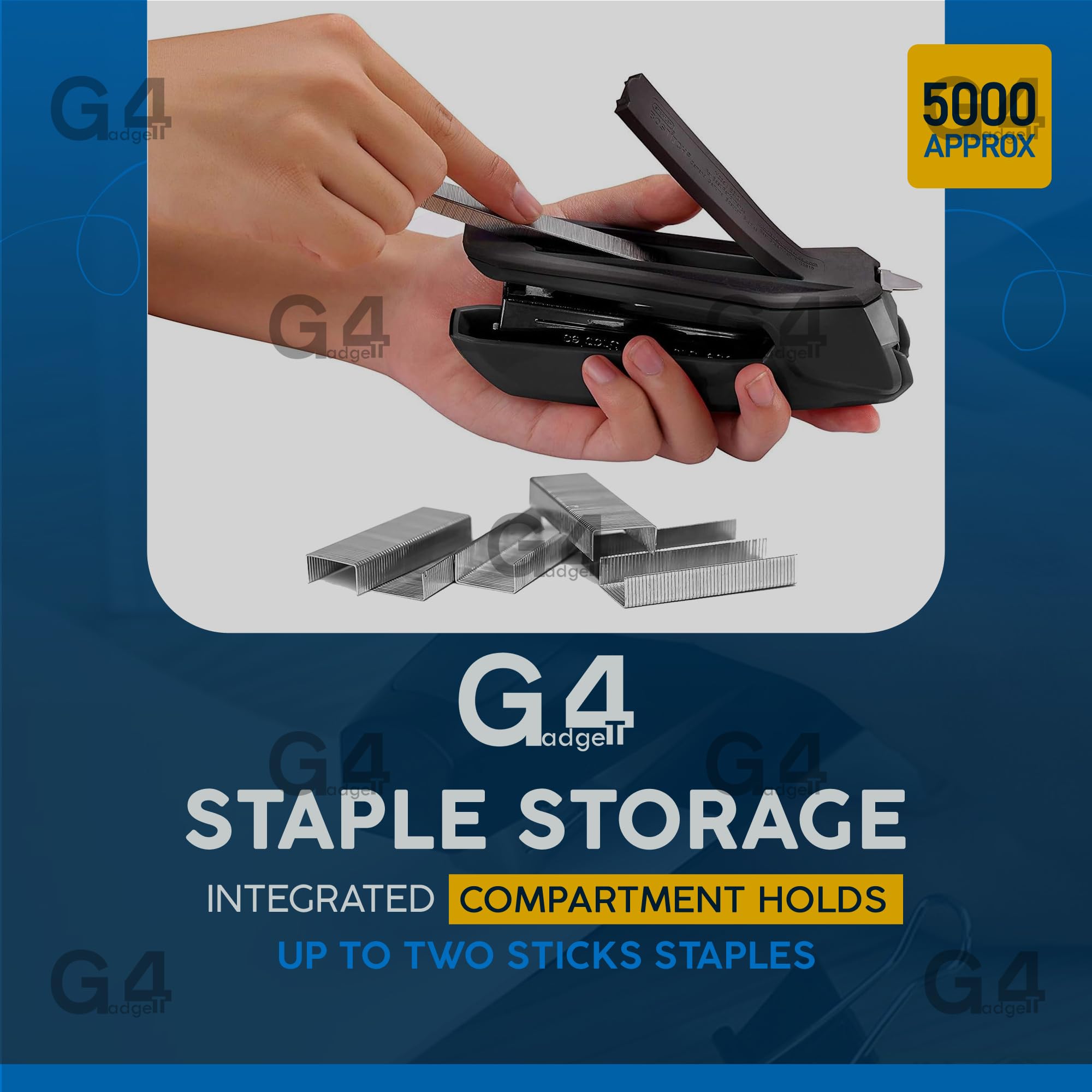 G4GADGET Standard Staples - 5200 Count, 24/6 Size, 30 Sheet Capacity | Silver Metal