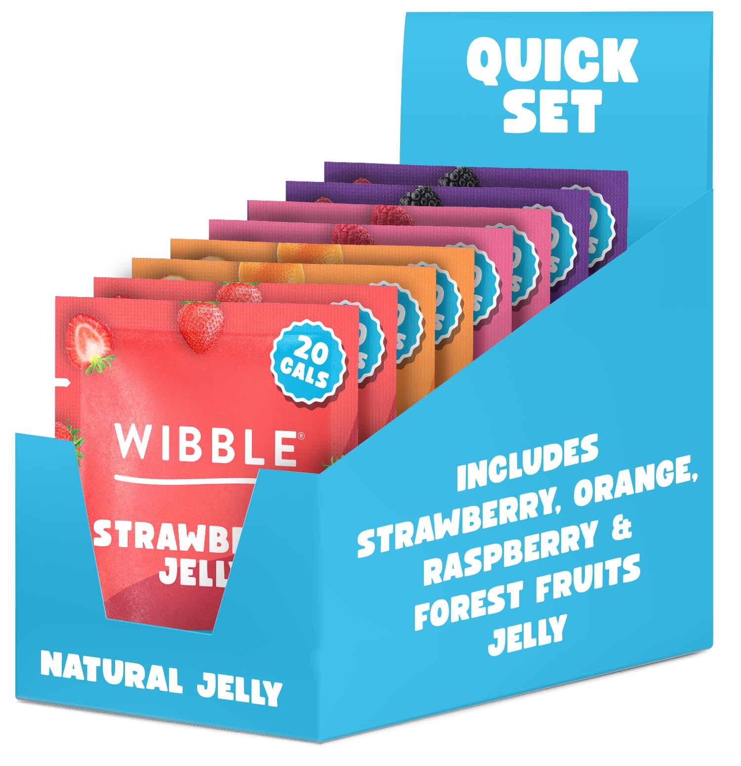 Wibble Natural Crystals Jelly Powder - Low Sugar Variety Pack | 8 Count | Quick Set
