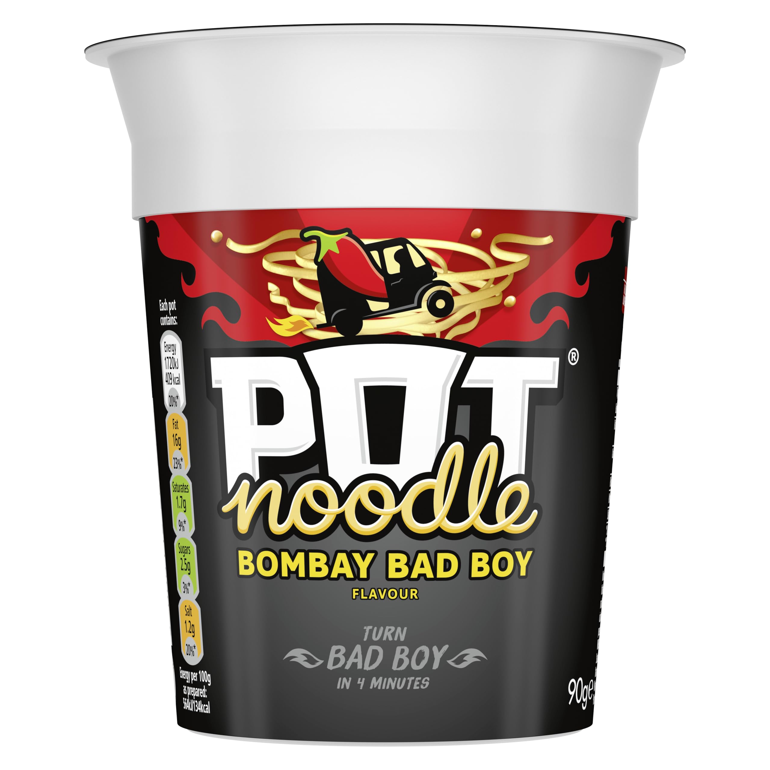 Pot Noodle Bombay Bad Boy Instant Vegan Noodles - Standard Pot 90g | Ready in 4 Mins