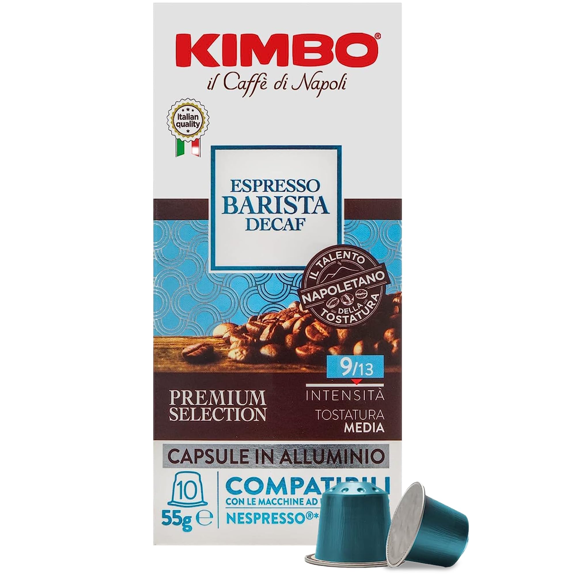 Kimbo Barista Decaf Espresso Capsules - Nespresso Compatible | Intensity 9/13 | 10 Count