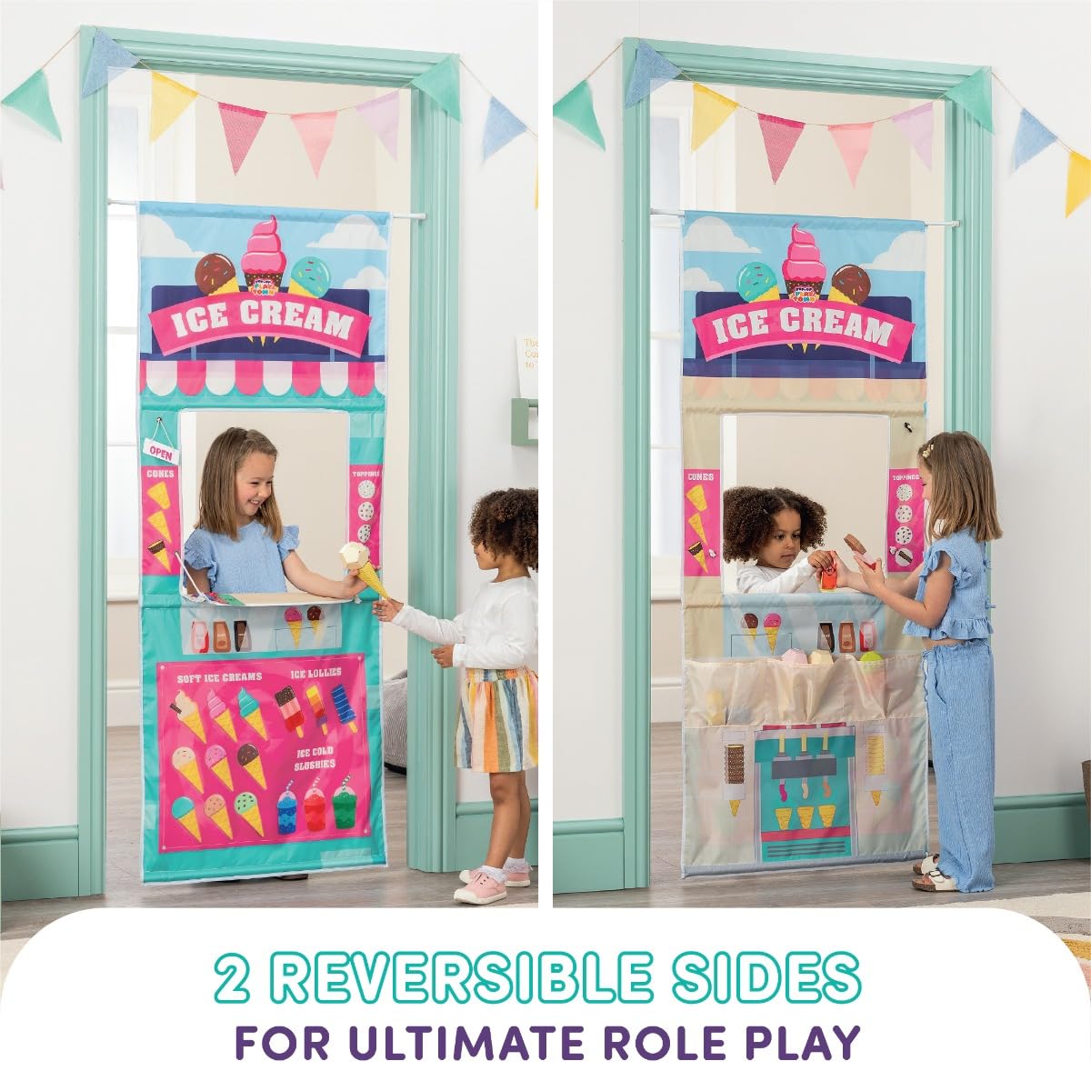 Playhouse Pop Up Play Town Hanging Doorway Ice Cream Shop Kids Role Play Toy
