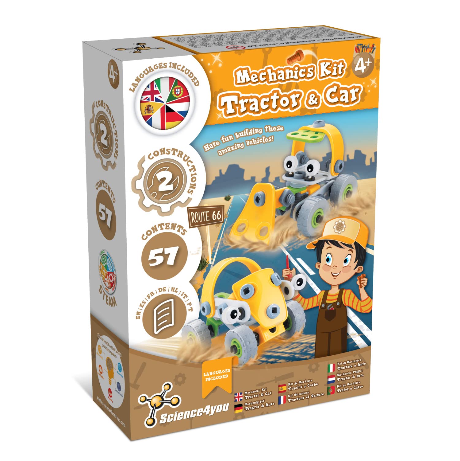 Science4you Auto Mechanics Laboratory - Build Your Own Car and Tractor Kit for Kids 4+