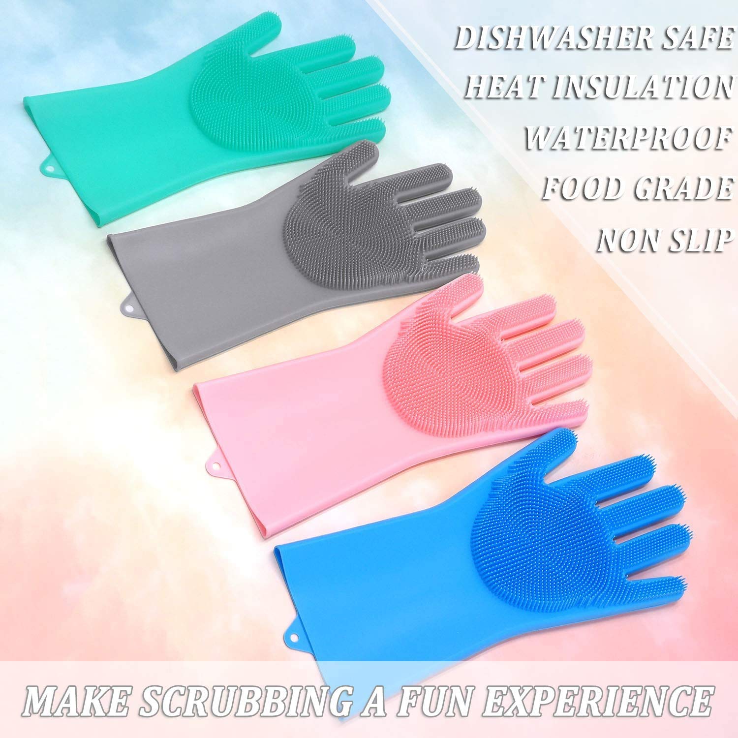 Taylor & Brown Reusable Silicone Cleaning Gloves - Food Grade, Heat Resistant up to 160°C | Blue 5