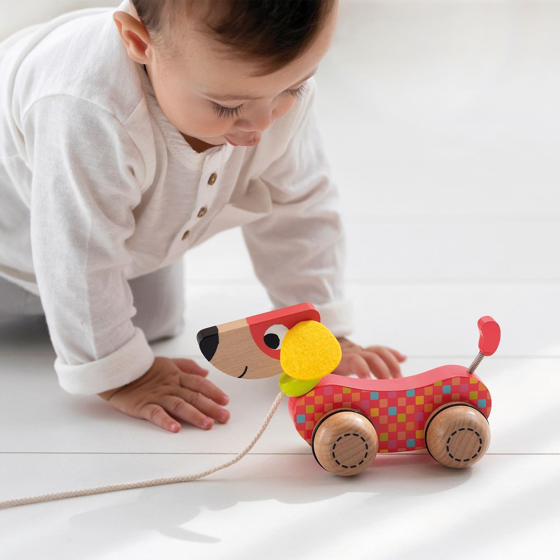 Goula Wooden Pull-Along Dog Toy 53459 | Ages 12 Months+ | Encourages Walking