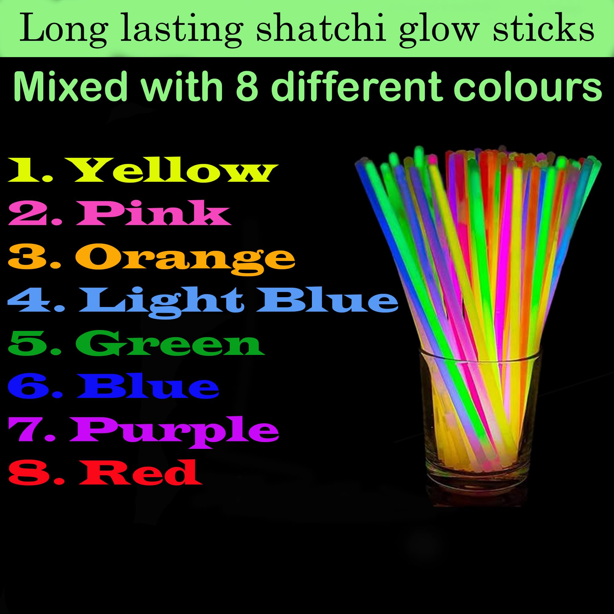 SHATCHI 200Pcs Glow Sticks - Neon Colours | Bracelets, Rings & Necklaces | Unisex Children 6