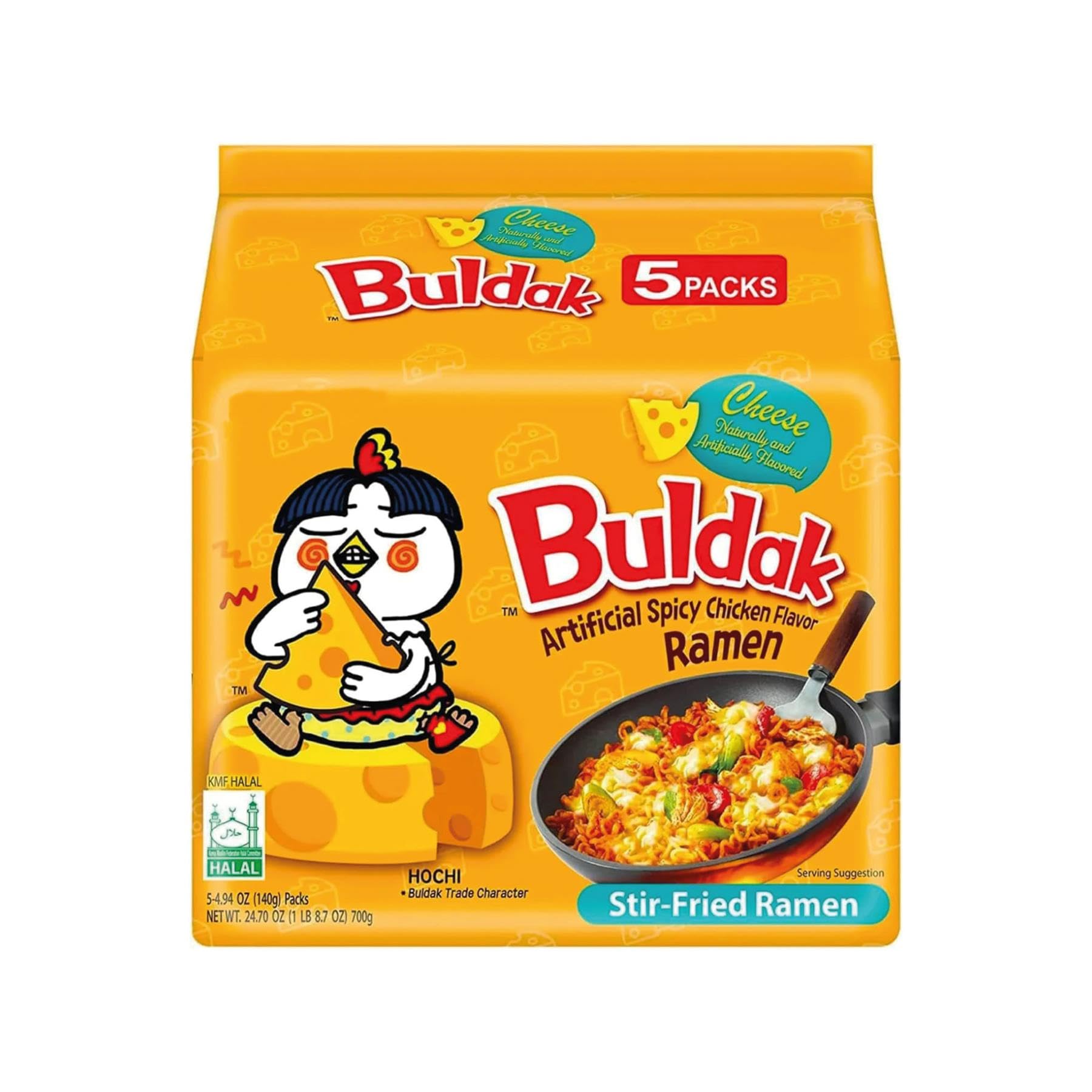 Samyang Buldak Hot Chicken Cheese Flavour Ramen - Pack of 10 x 140g | Spicy Korean Instant Noodles