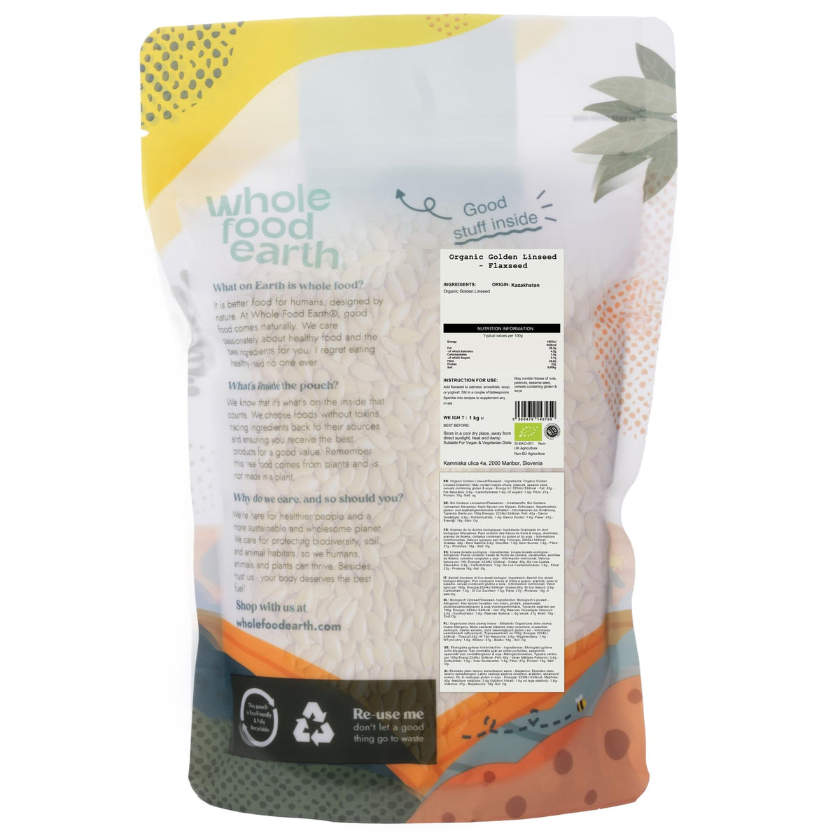 Wholefood Earth Organic Golden Linseed/Flaxseed - 1 kg