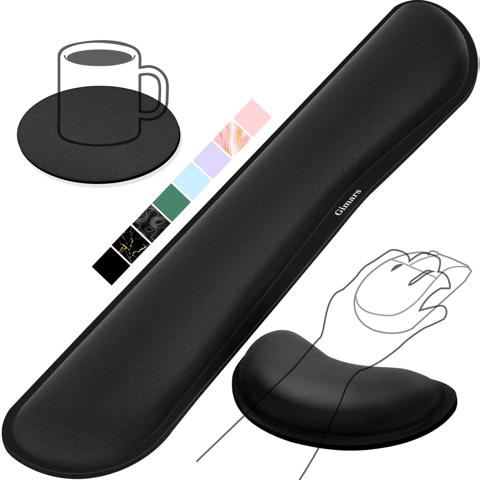 Gimars Enlarge Silky Gel Memory Foam Wrist Rest for Keyboard and Mouse | 3CM Thick | Black 1