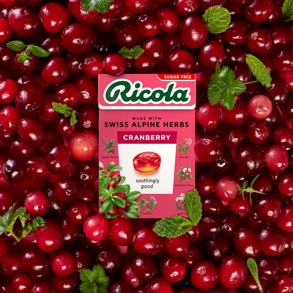 Ricola Cranberry Sugar Free Swiss Herbal Sweets - 45g Box | Sugar Free, Vegan, Gluten Free 4