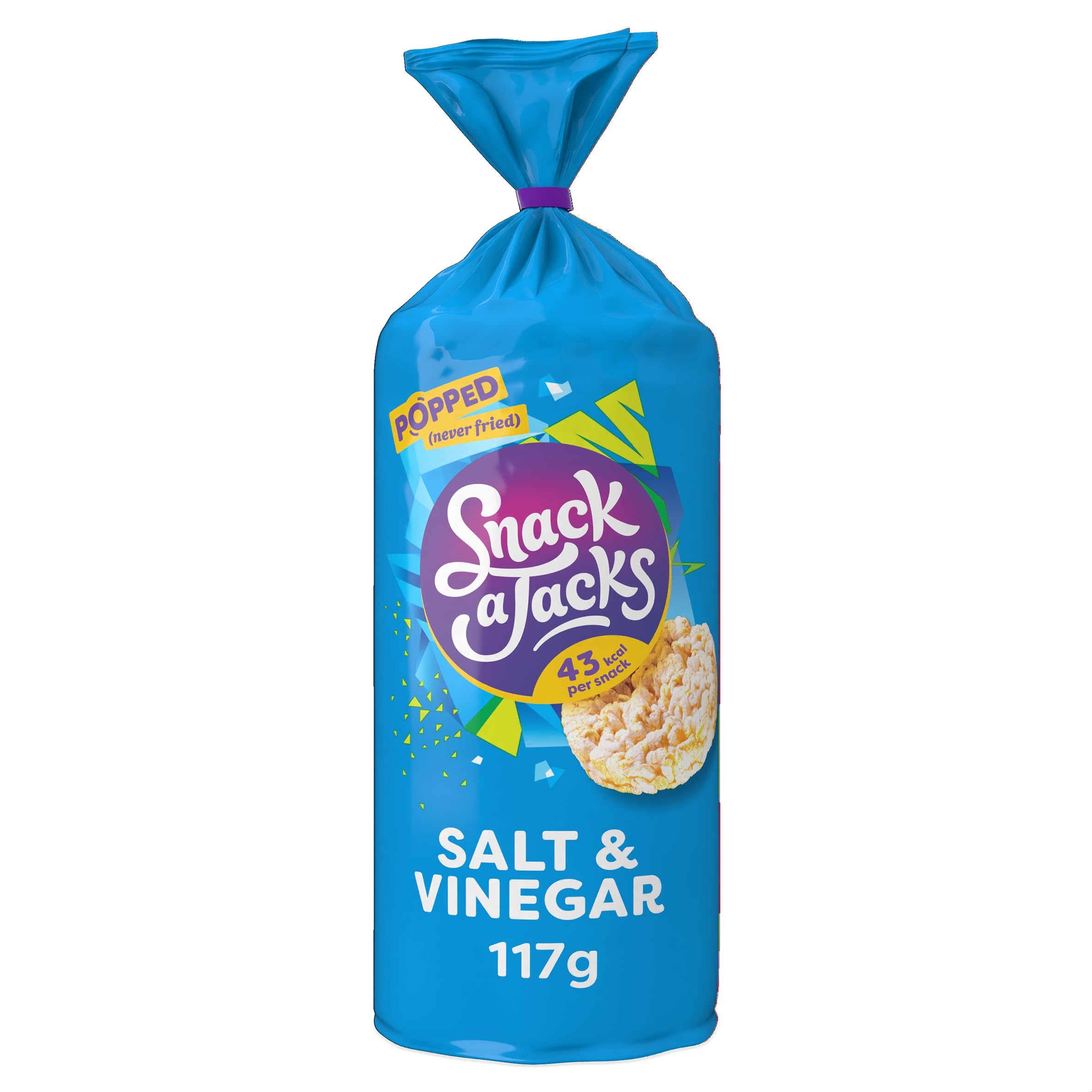 Snack Jack Rice & Corn Cakes - Salt & Vinegar Flavor | 117g | Popped, Not Fried