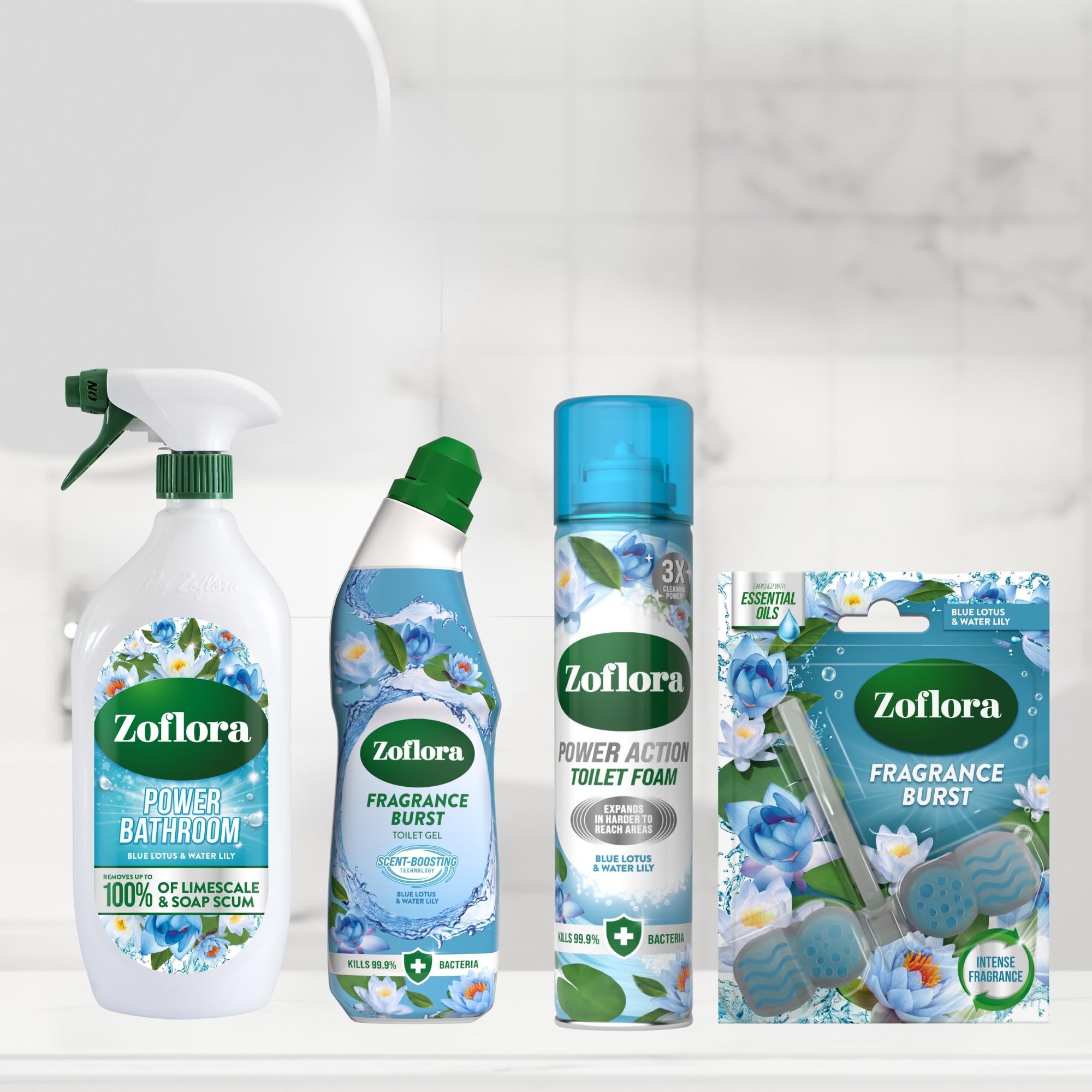 Zoflora Blue Lotus & Water Lily Bathroom Cleaner - Removes 100% Limescale | Streak-Free | 800ml 6