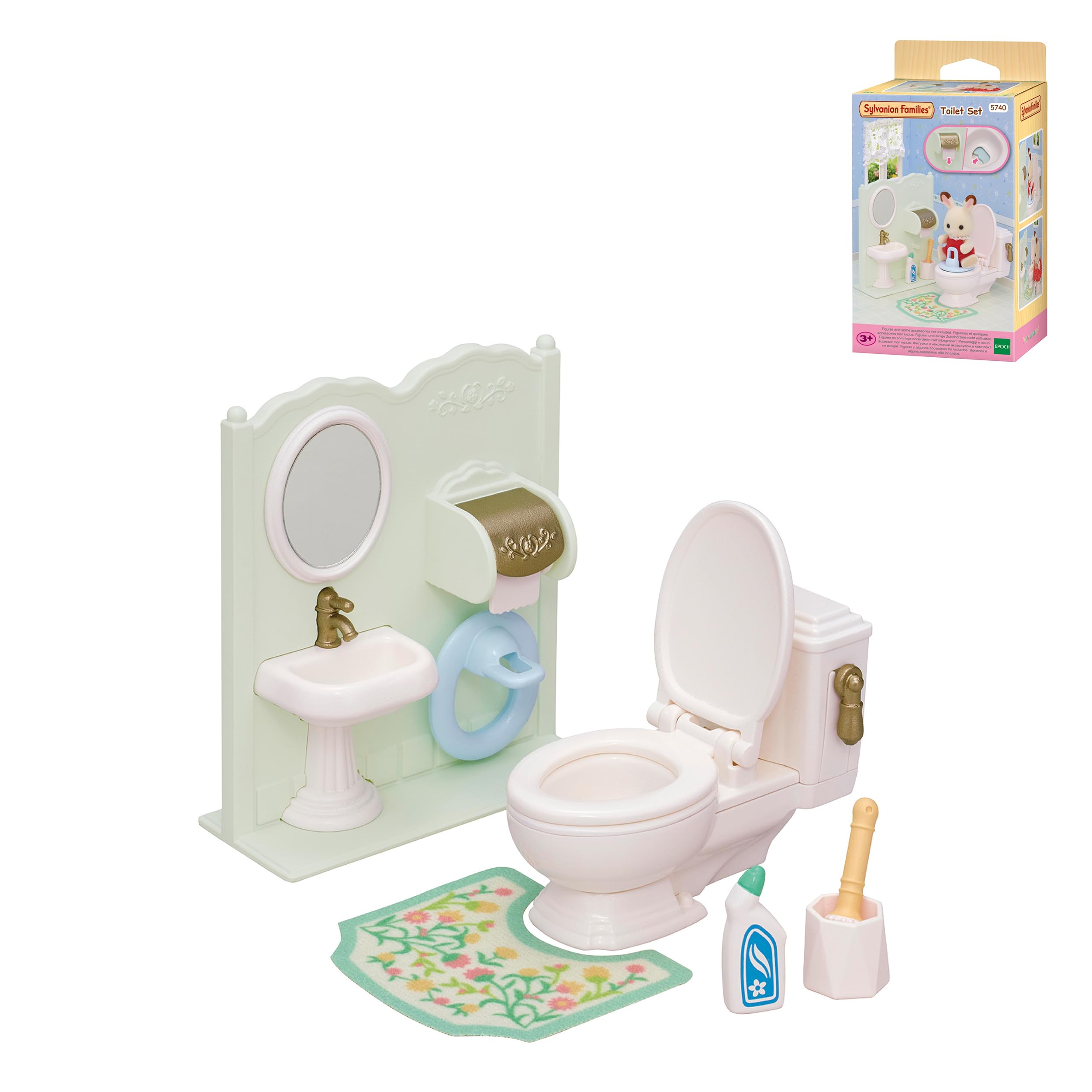 Sylvanian Families Toilet Set 5740 Dollhouse Playset | Includes 7 Pieces | Ages 3+