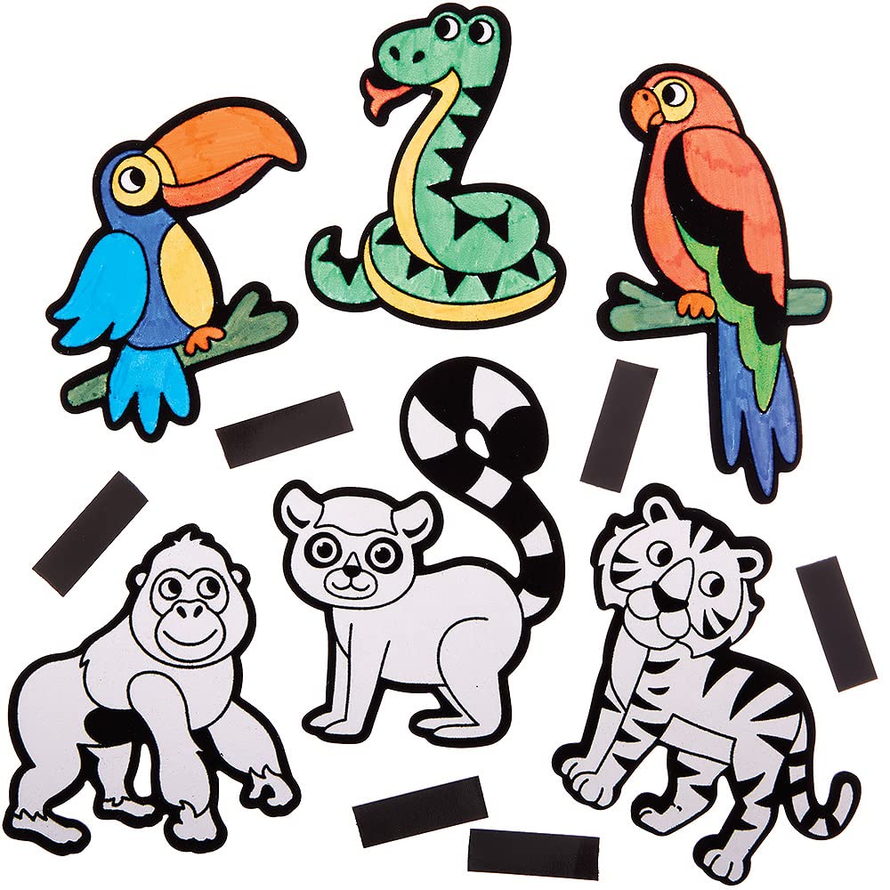 Baker Ross Rainforest Animal Colour In Fuzzy Art Magnets - Pack of 30 | Ages 3+ | 8-15cm 1