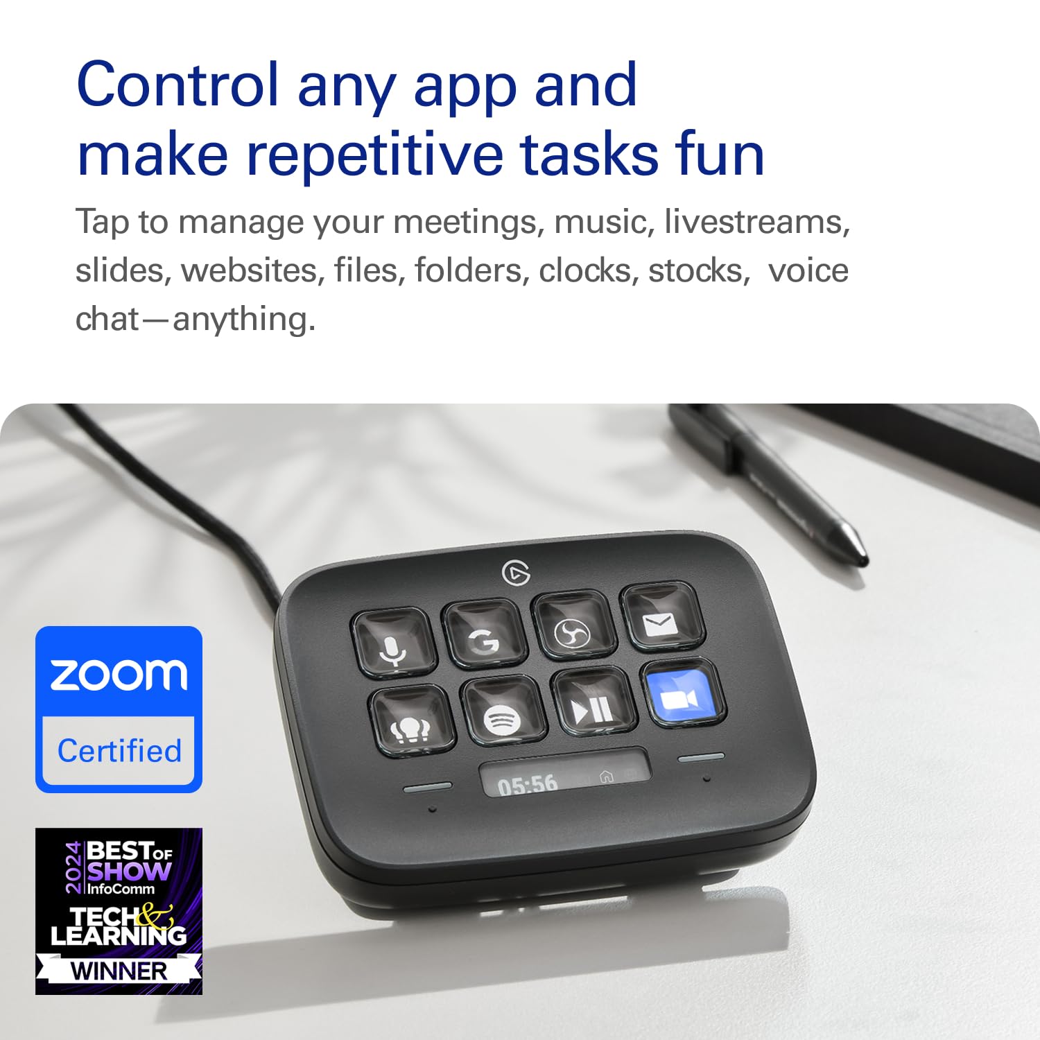 Elgato Stream Deck Neo (Black) – 8 Customisable Keys, 2 Touch Points, Speed 6