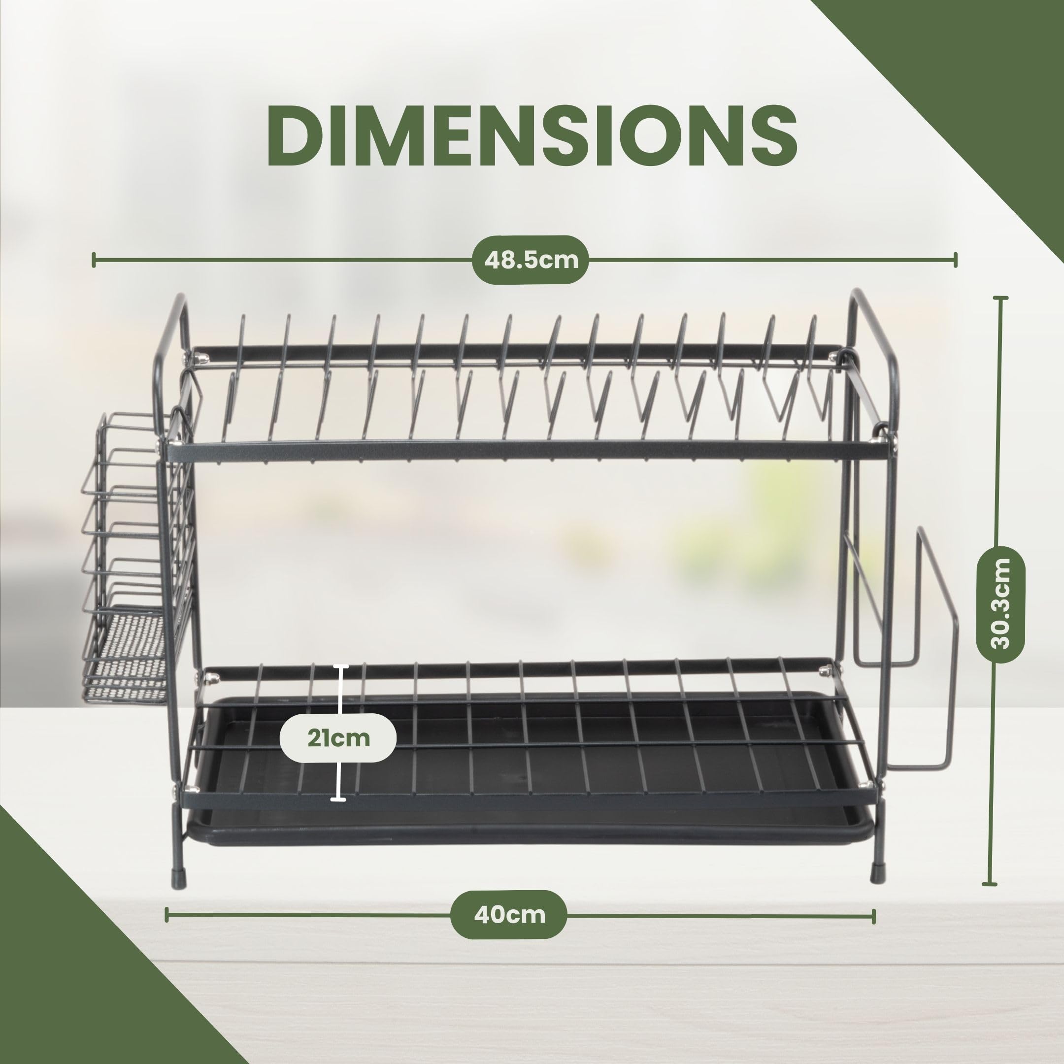 Coselena Multifunctional 2-Tier Stainless Steel Dish Drainer Rack | Rust Resistant | Black 6