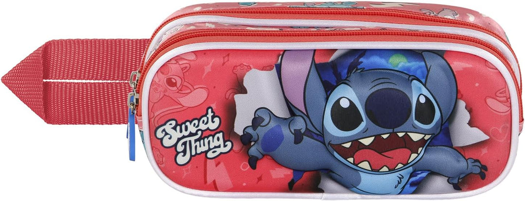 Lilo and Stitch Thing-3D Double Pencil Case, Pink, 22 x 9.5 cm