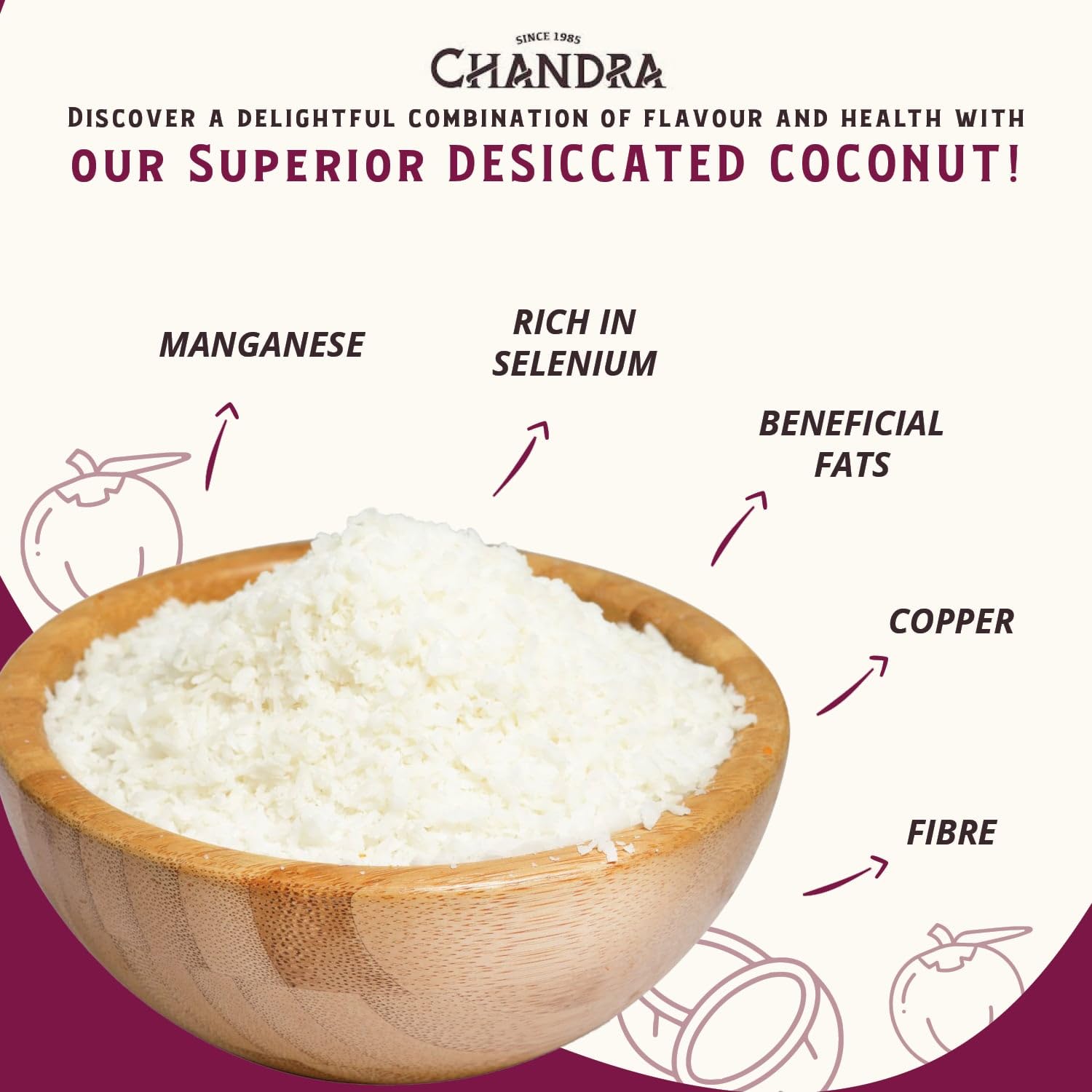 CHANDRA Desiccated Coconut Flakes - 1KG Low-GI, Gluten-Free, Vegan | Keto & Paleo Friendly 3