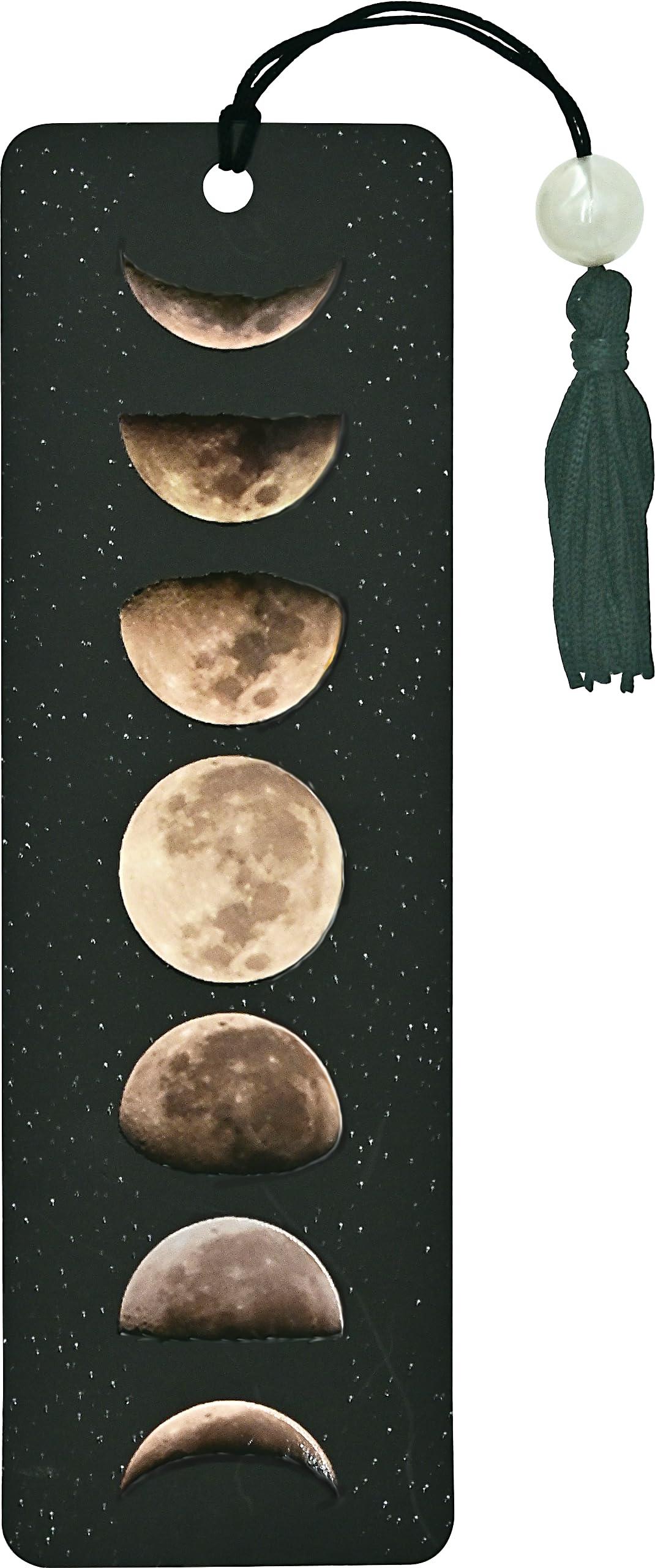 Peter Pauper Press Moon Phases Beaded Bookmark - Gloss Highlights | Sturdy Card Stock | Ruler Back 1