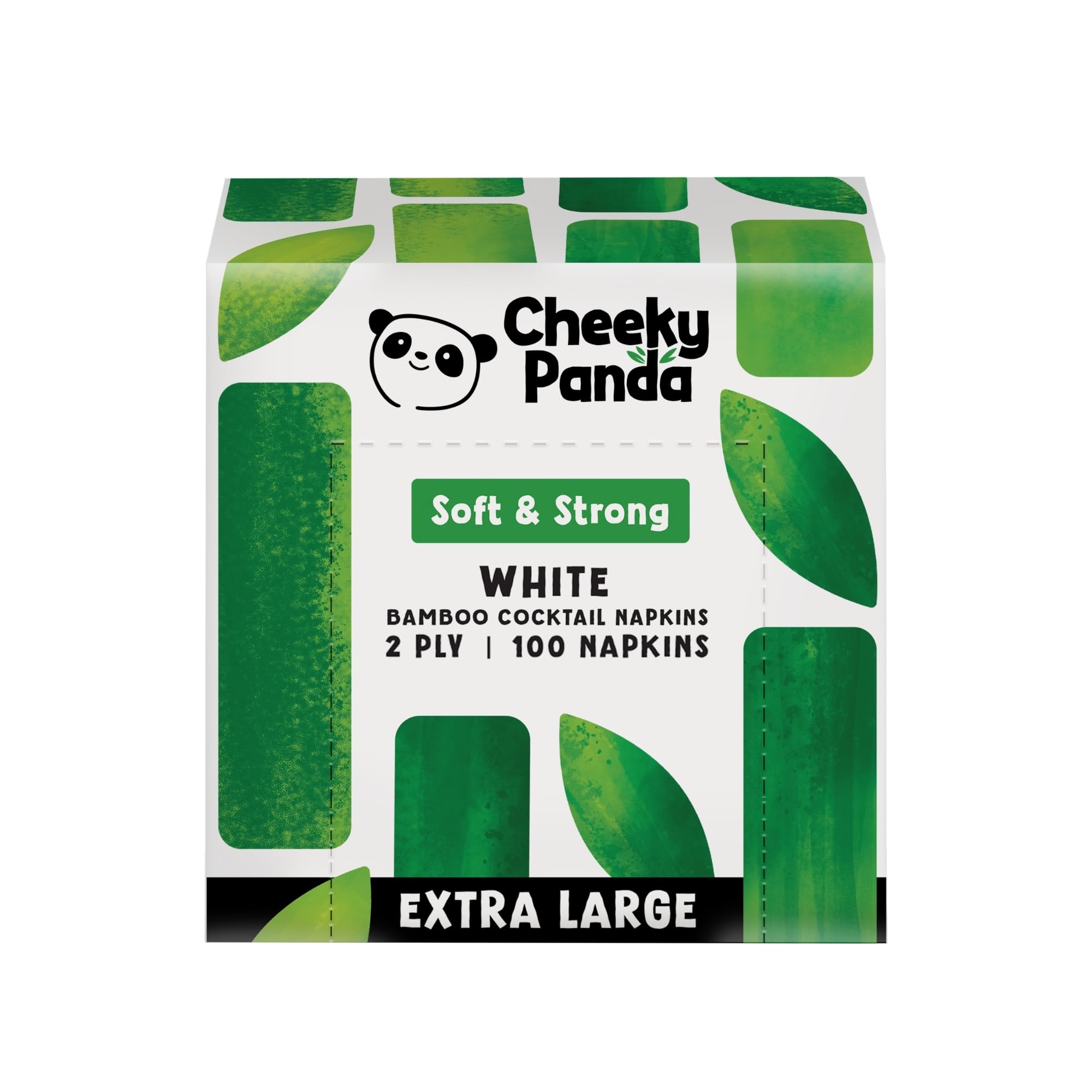The Cheeky Panda Bamboo Large Paper Napkins - 2 Ply, 40x40cm | Pack of 100 White Napkins