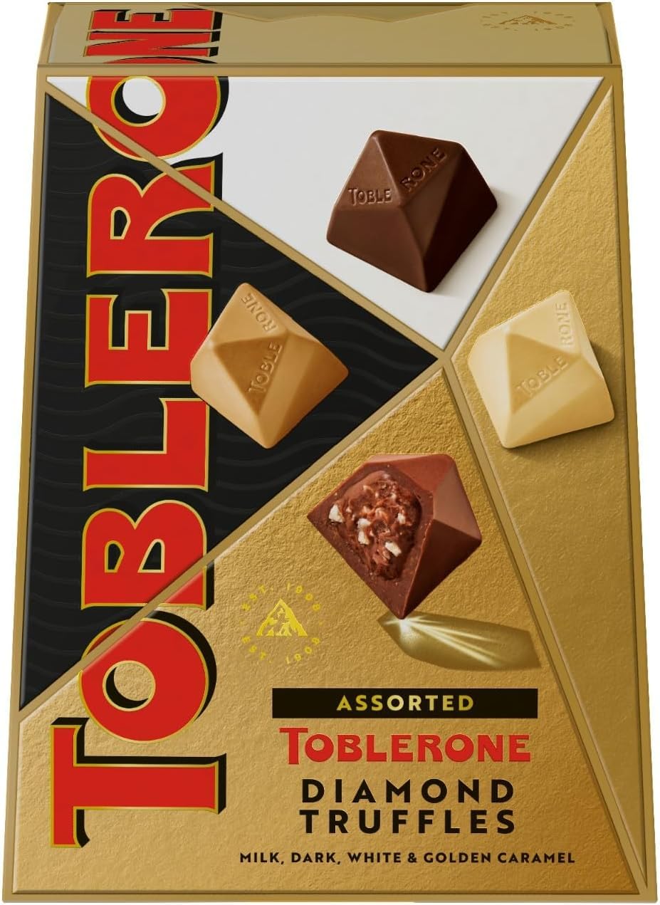 Toblerone Assorted Diamond Chocolate Truffles - Milk, Dark & Golden Caramel Praline, 180g 3
