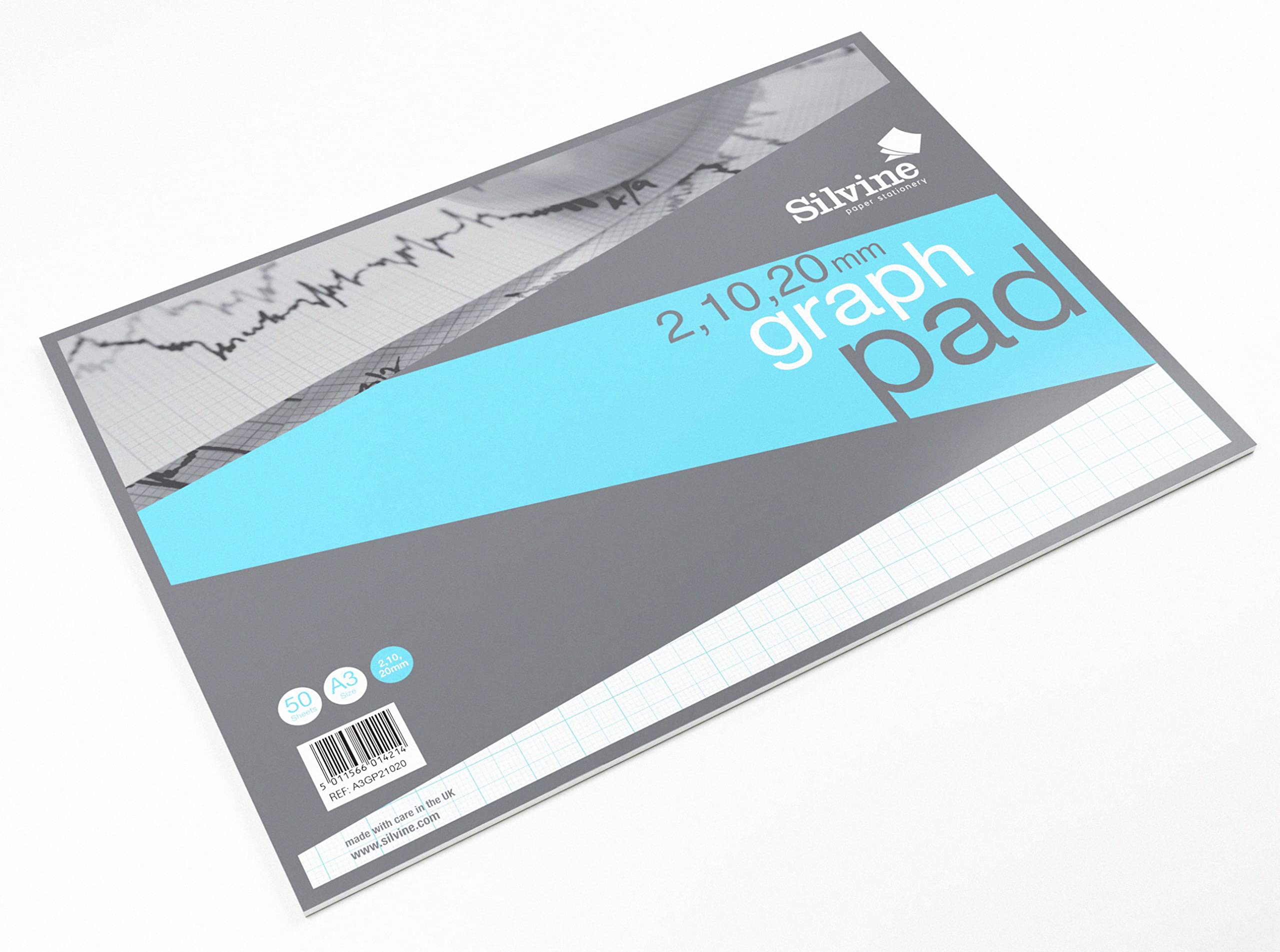 Silvine A3 Professional Graph Paper Pad - 2/10/20mm Blue Lines | 50 Sheets, 90gsm