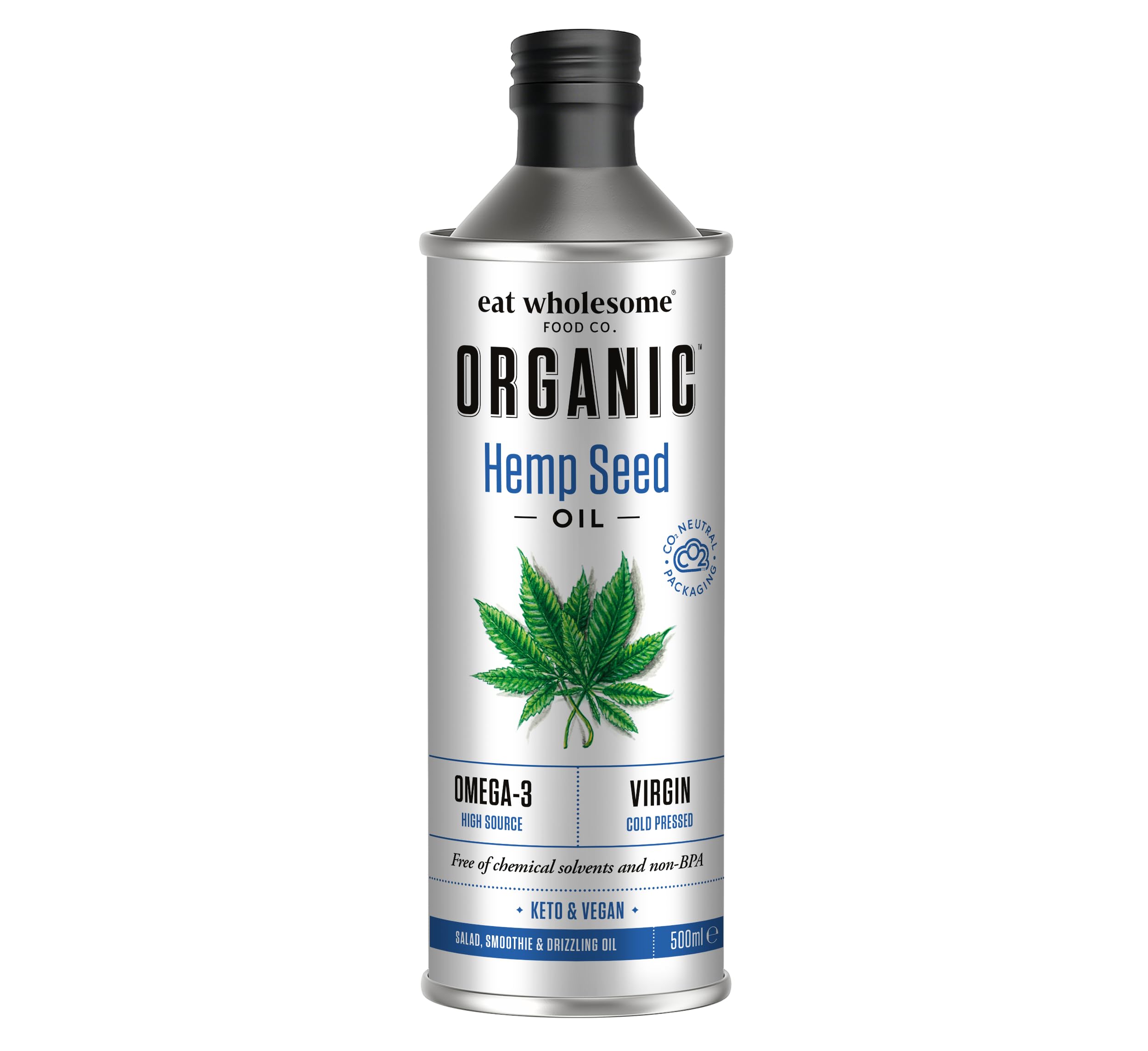 Eat Wholesome Organic Hemp Seed Oil - Cold Pressed, Unrefined | 500ml
