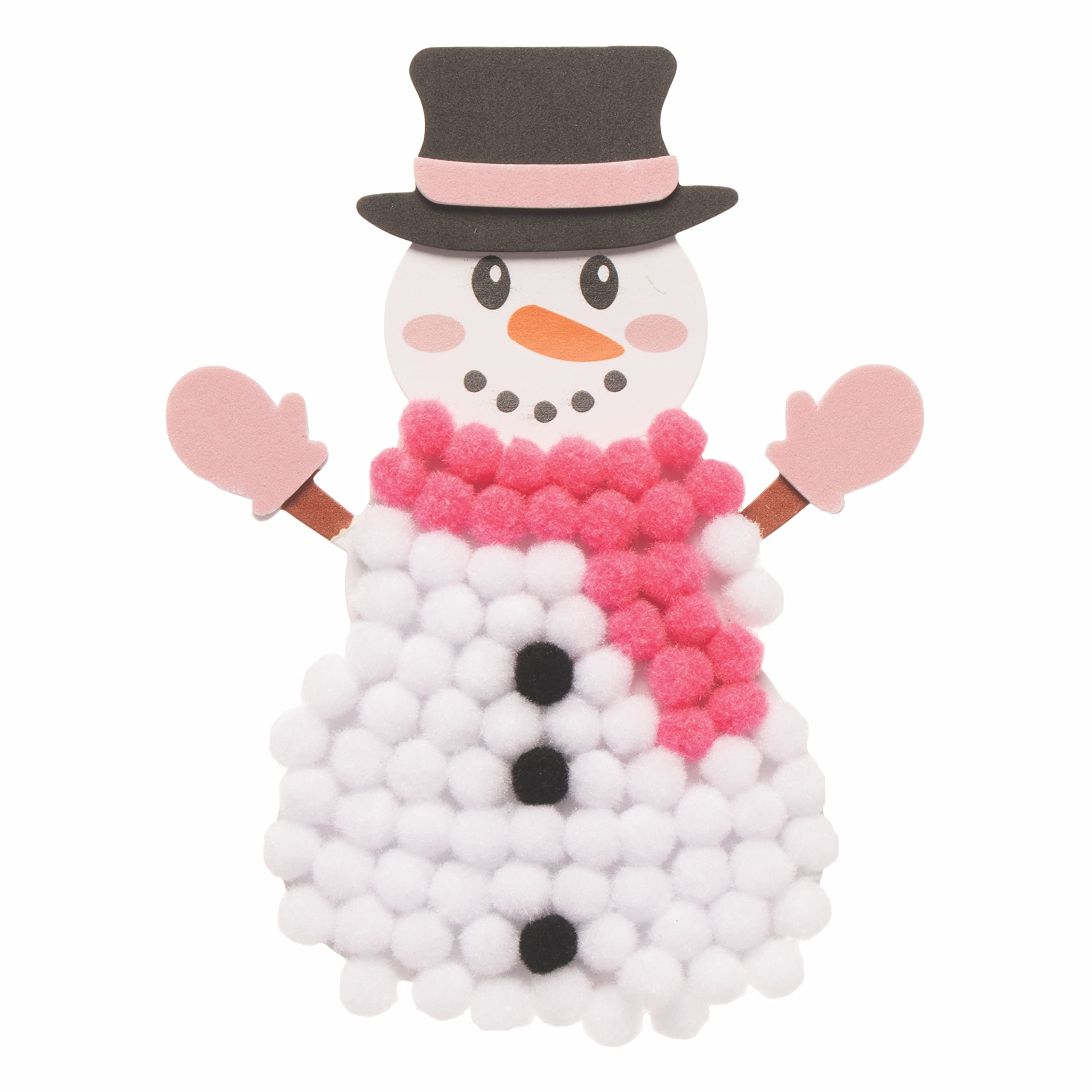 Baker Ross Snowman Pom Pom Art Kit - Pack of 5 Christmas Craft Kits for Kids 7
