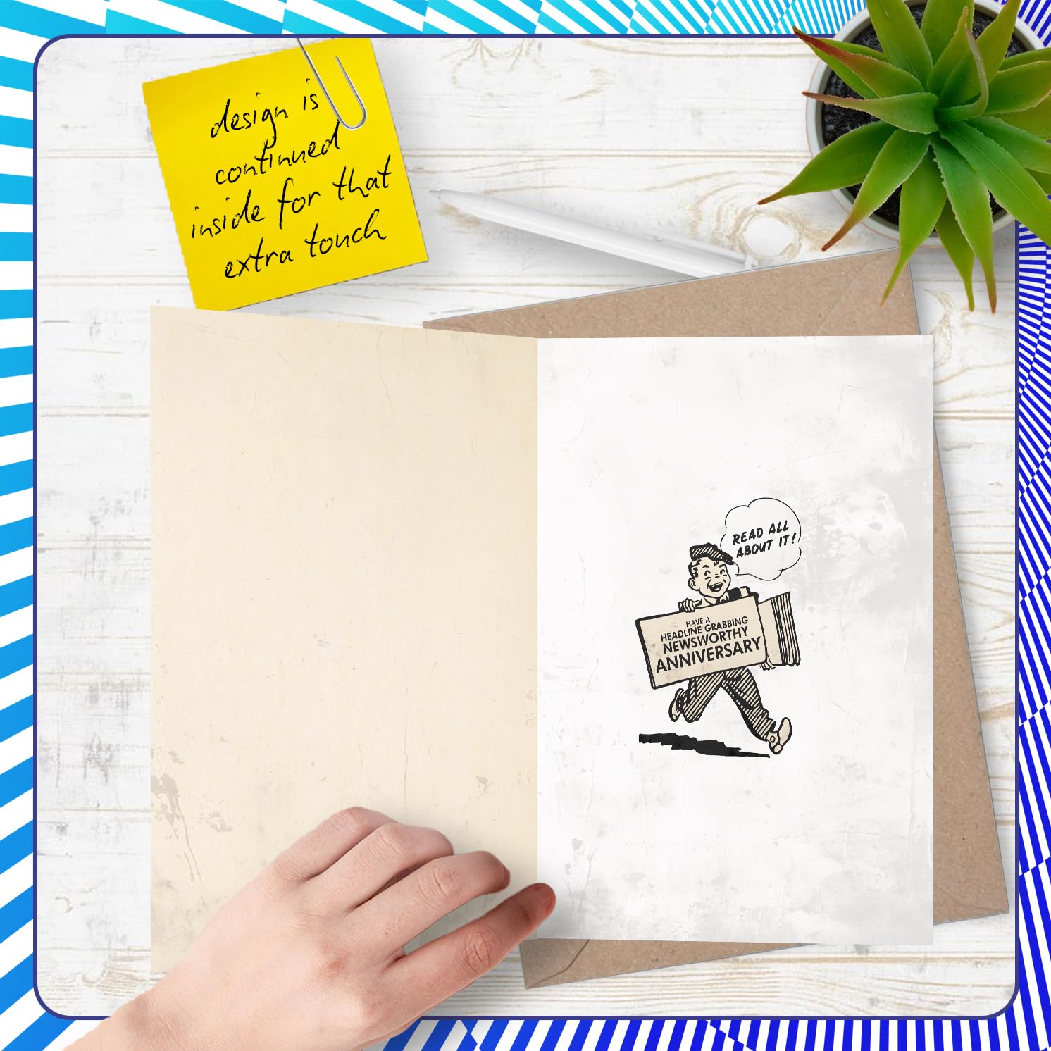 Stuff4 10th Anniversary Card for Women Men - Vintage Newspaper Married in 2016, 5x7 Inch Greeting Card 4