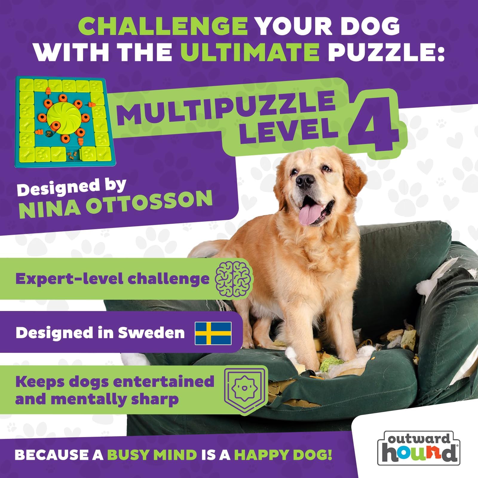 Outward Hound Nina Ottosson MultiPuzzle Interactive Dog Treat Puzzle Toy | Level 4 | Plastic 2