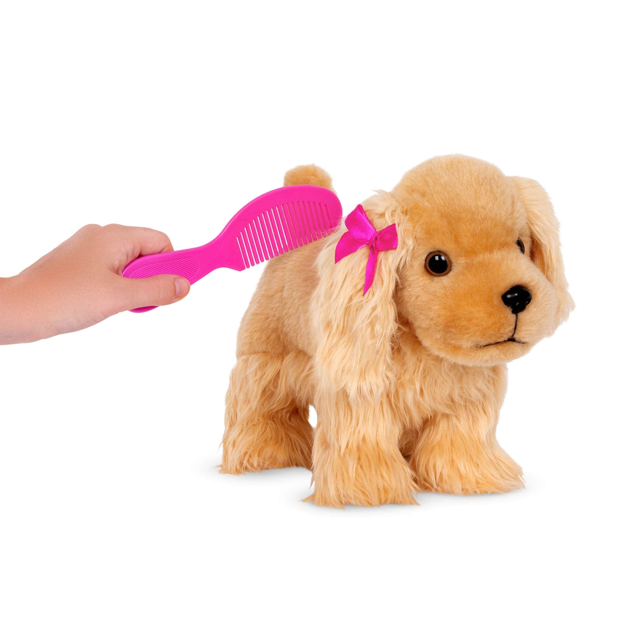 Pucci Pups Plush Cocker Spaniel with Carrier Bag – Pink & Gold Dog Toy for Kids 3+ 2