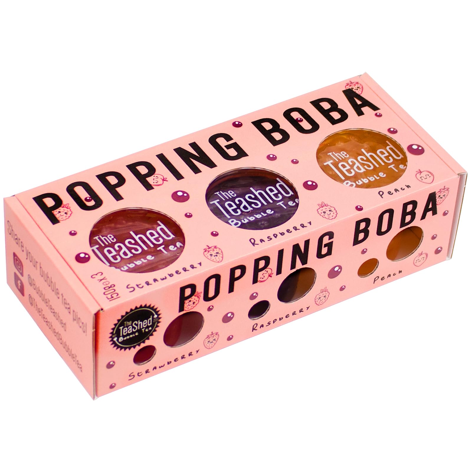 The TeaShed Popping Boba Gift Set - 3 Flavours Real Fruit Juice Boba | Vegan Friendly