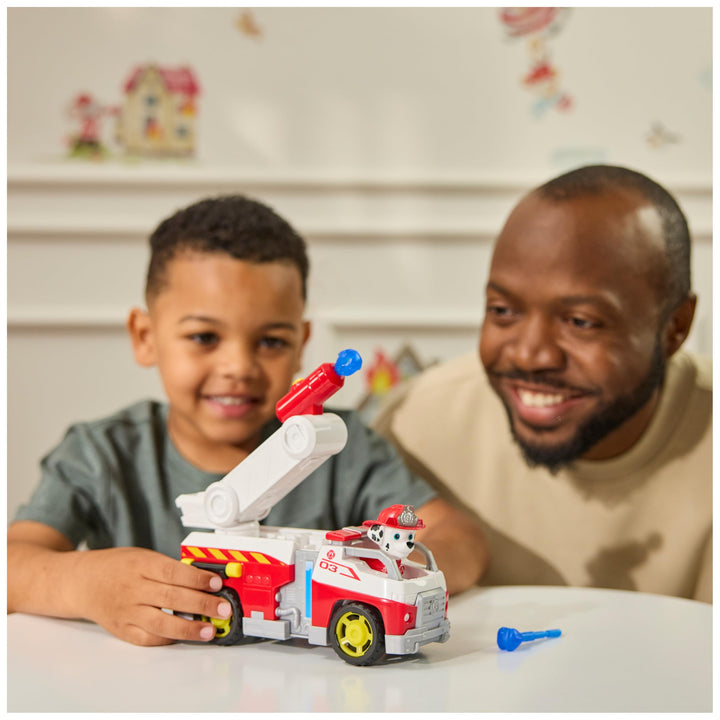 Paw Patrol Marshall Rescue Fire Engine with Action Figure & Projectile Launcher - Fire Truck Toy for Kids 3+