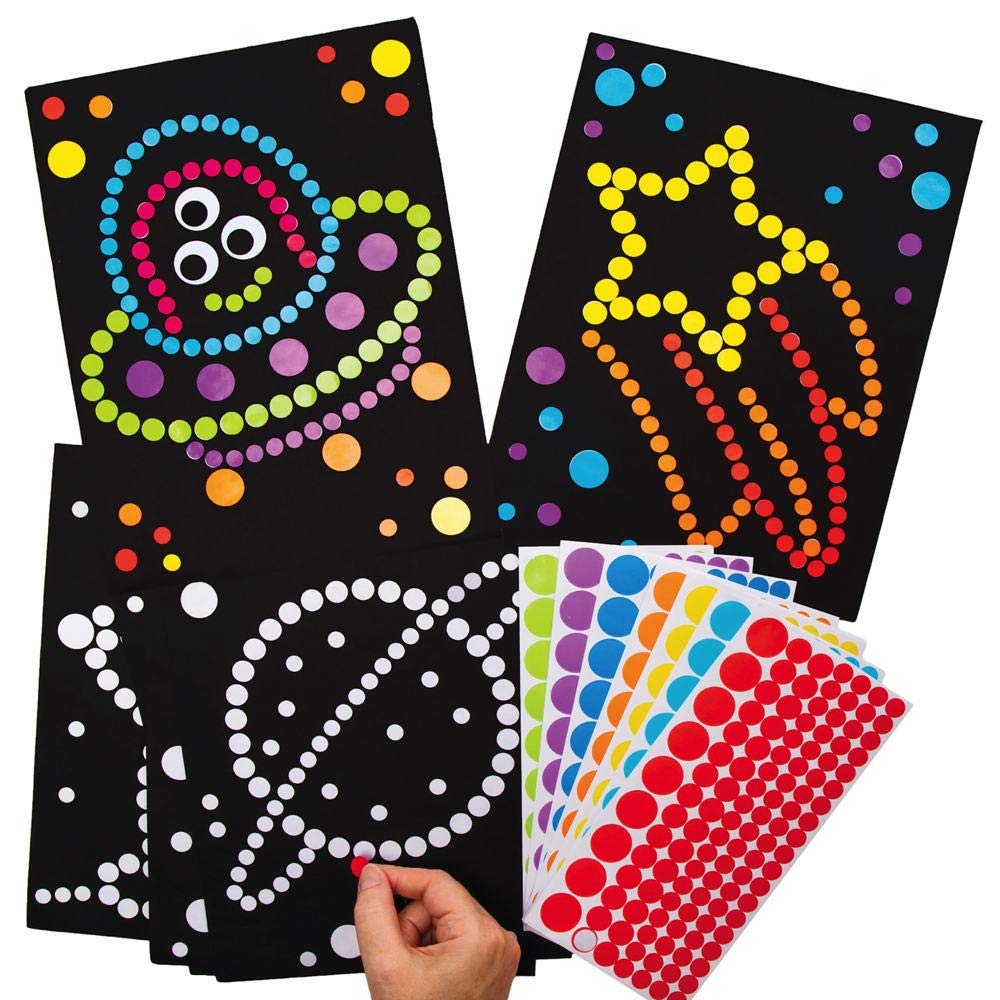 Baker Ross Solar System Sticker Art for Kids - Pack of 8 Dotty Picture Kits | 21cm x 28cm Sheets 1