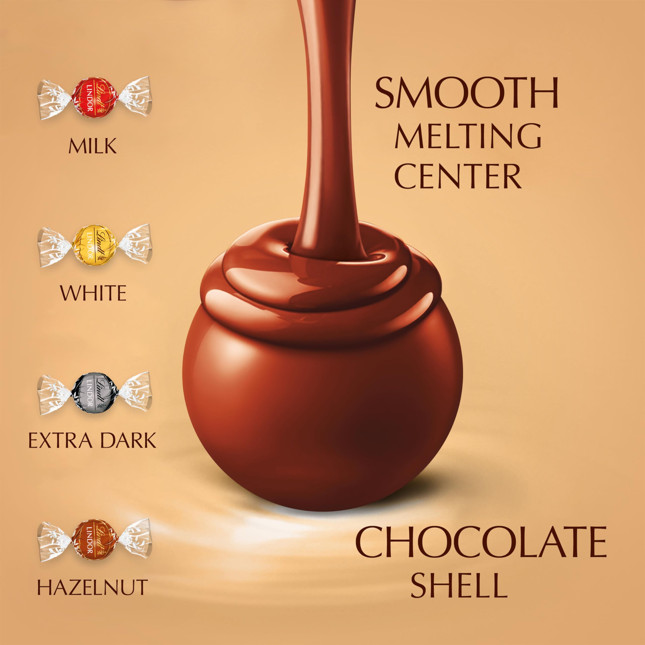 Lindt Lindor Assorted Chocolate Truffles - Smooth Melting Milk, White, Dark & Hazelnut | 600g Box 2