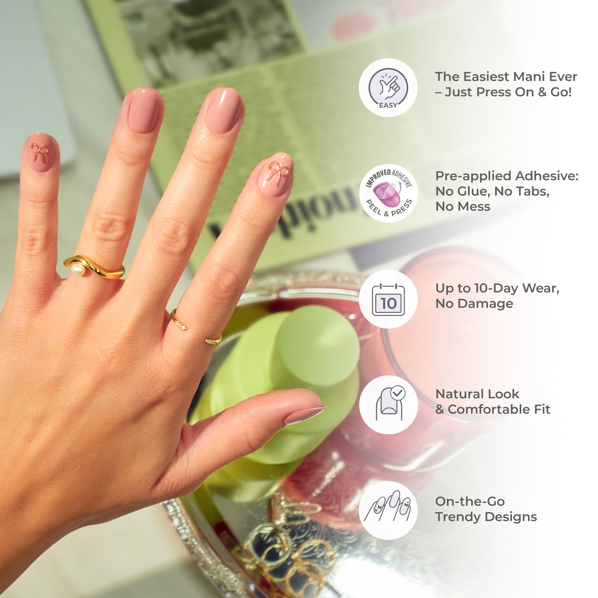 imPRESS Press-On Nails - CLOSE TO YOU | Pink Oval Short | 30 Count 7