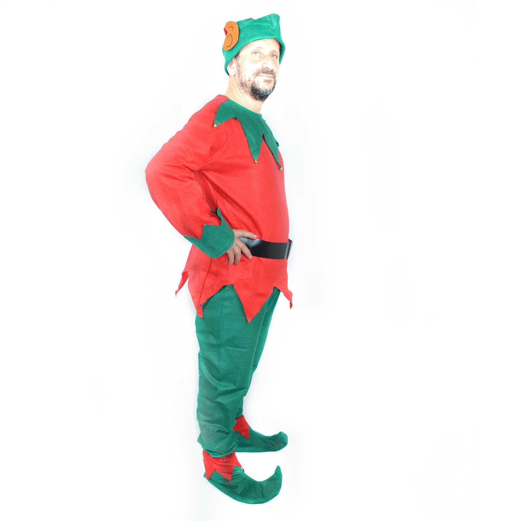 SHATCHI Adult Unisex Christmas Elf Fancy Dress Costume