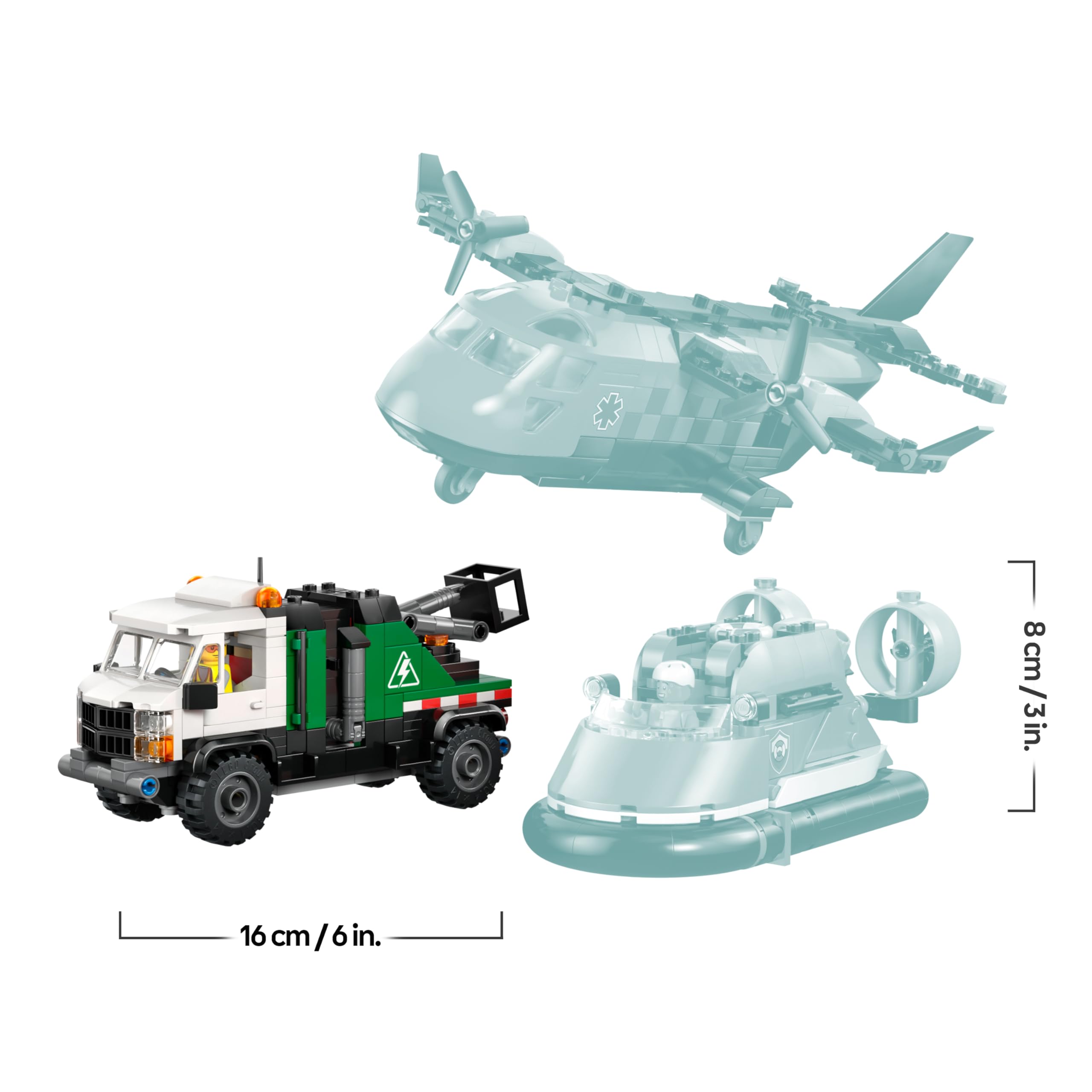 LEGO City 3in1 Airplane, Service Truck & Hovercraft Remix Building Set | Ages 7+ 9