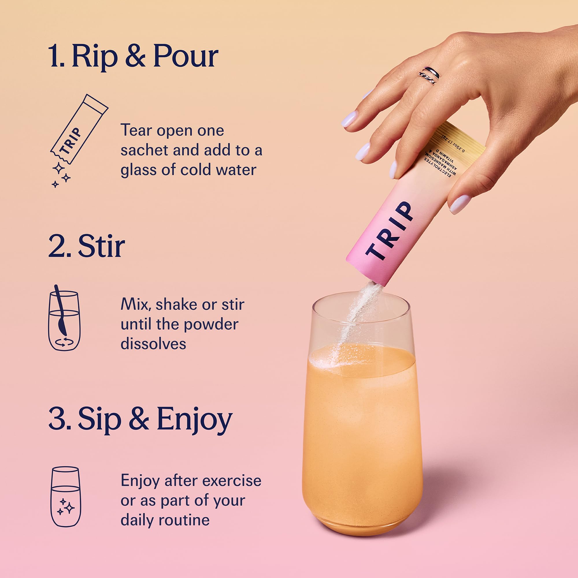 TRIP Peach Yuzu Electrolyte Powder - Daily Hydration with Sodium & Magnesium | 20 Servings 7