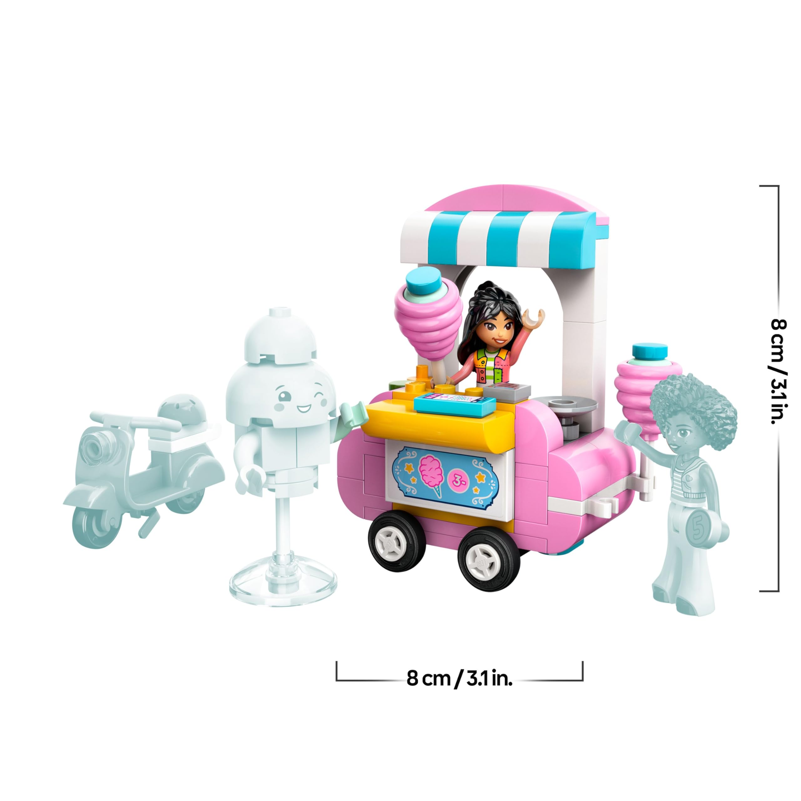 LEGO Friends Candyfloss Stand and Scooter Toy - Building Set with 2 Mini Dolls & Mascot, 110 Pieces 2