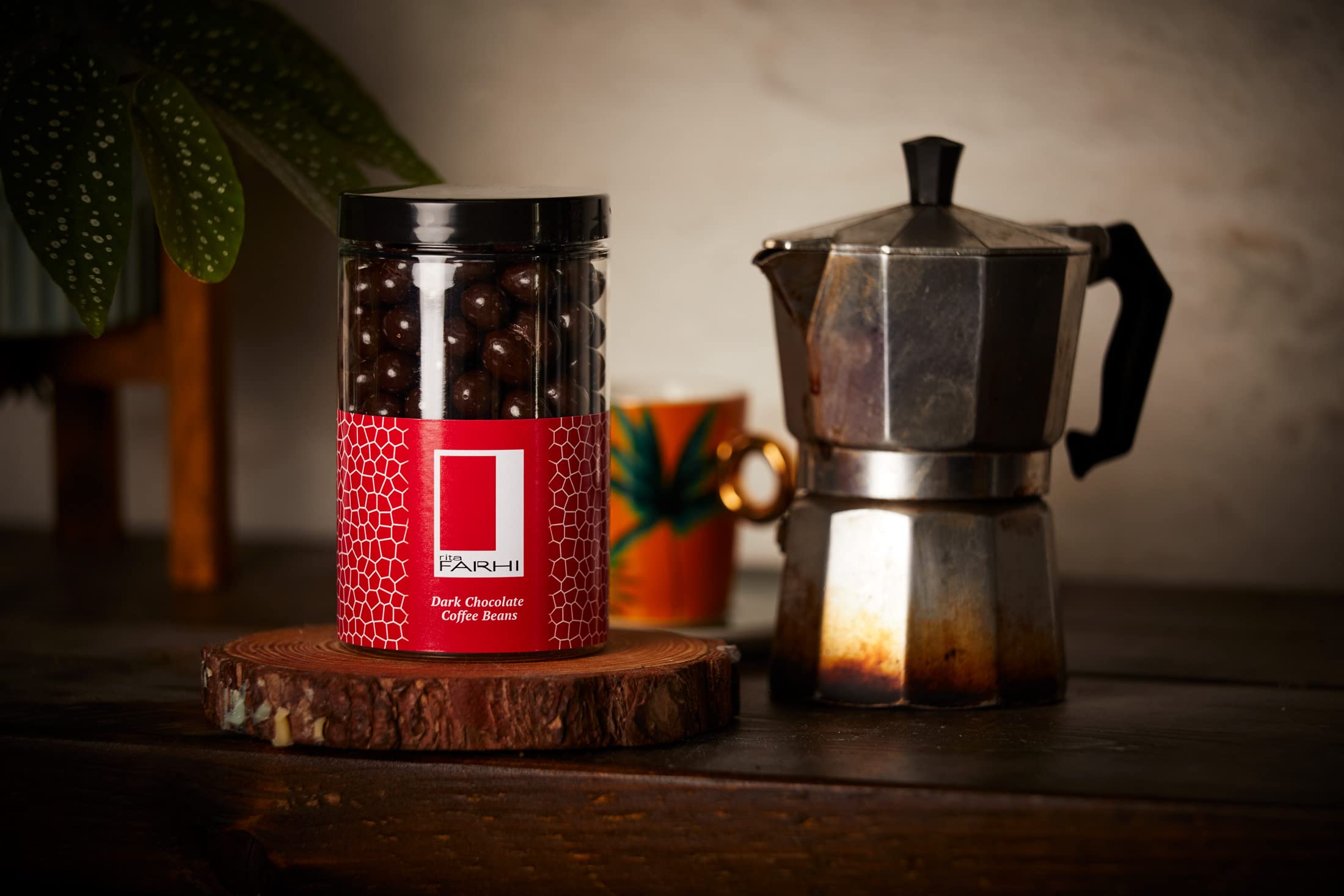 Rita Farhi Dark Chocolate Covered Coffee Beans in Gift Jar - 290g