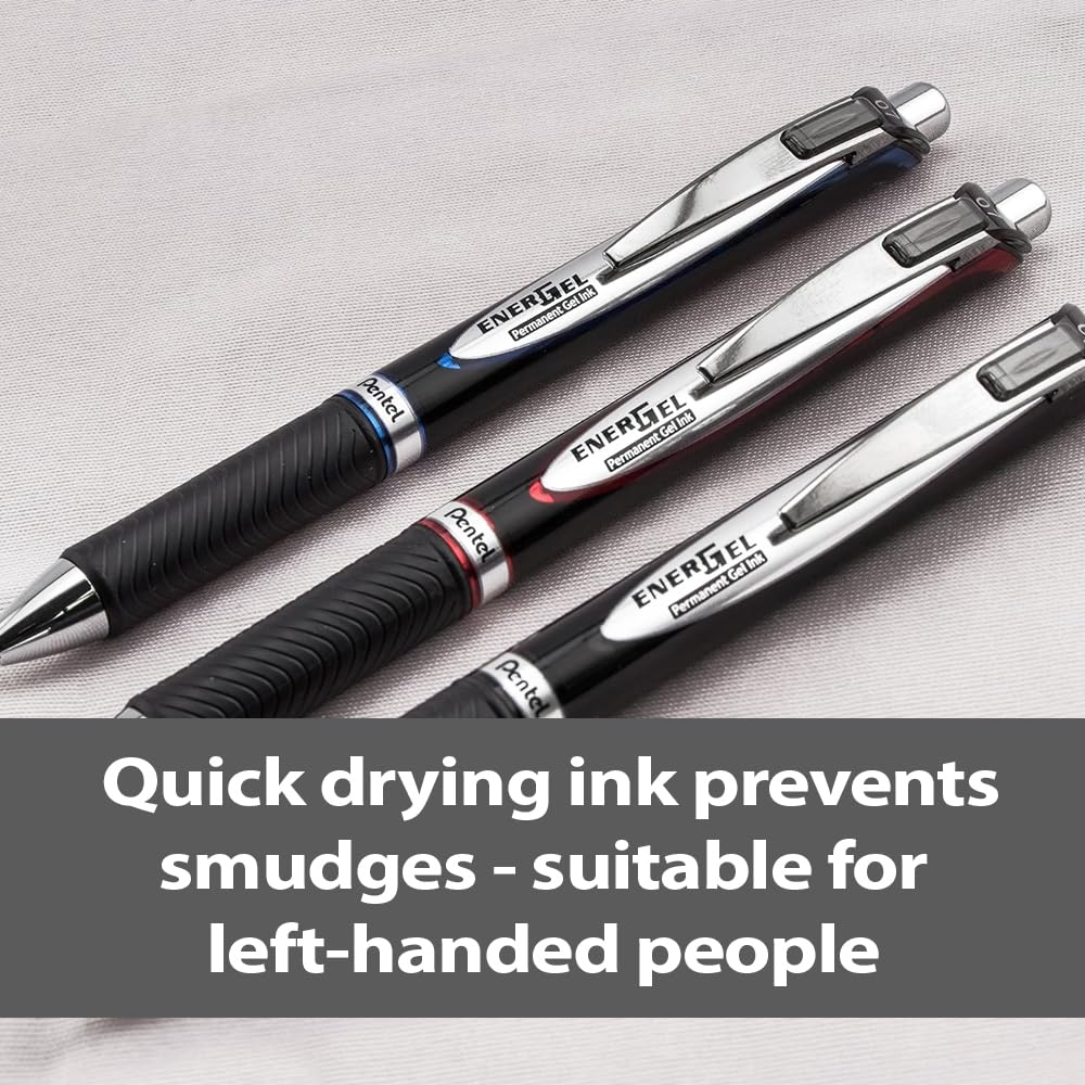 Pentel EnerGel Permanent Pen Refills - 0.7mm Black Ink | Pack of 12 2