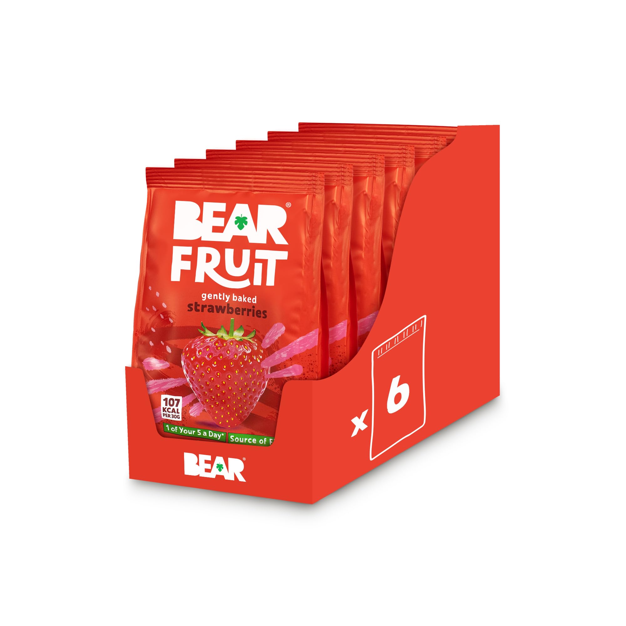 BEAR Fruit Strawberry Sharing Pack - Gently Baked Dried Fruit - Vegan, No Added Sugar - 8 x 90g