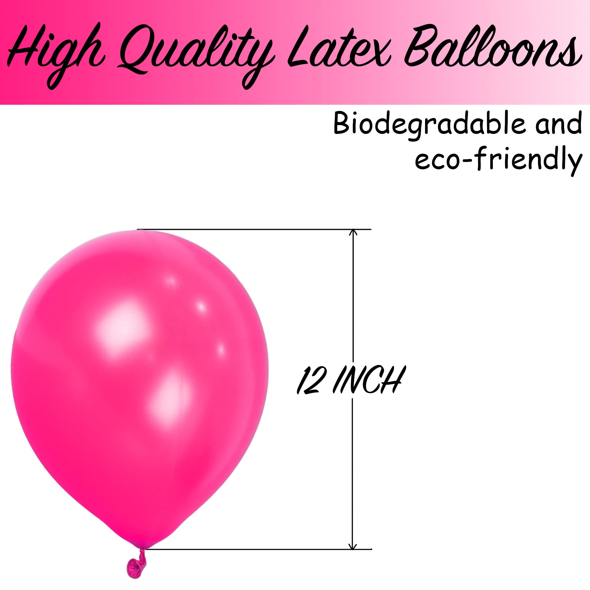 SHATCHI Fuchsia Pink Balloons - 25 Pack, 12 Inch Thick Latex, Biodegradable | Supports Helium & Air 3