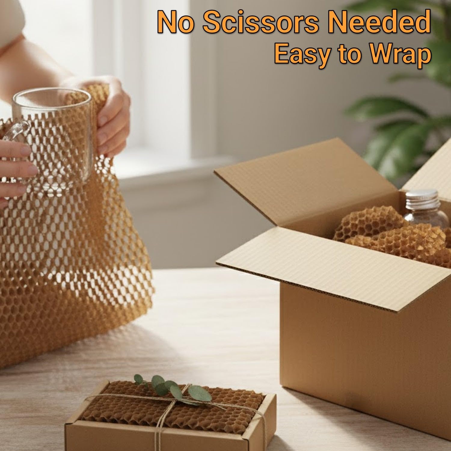 EPACKAGING Honeycomb Cushioning Wrap Roll - Eco-Friendly Kraft Paper for Gifting & Shipping | 30cm x 30m, Brown 3